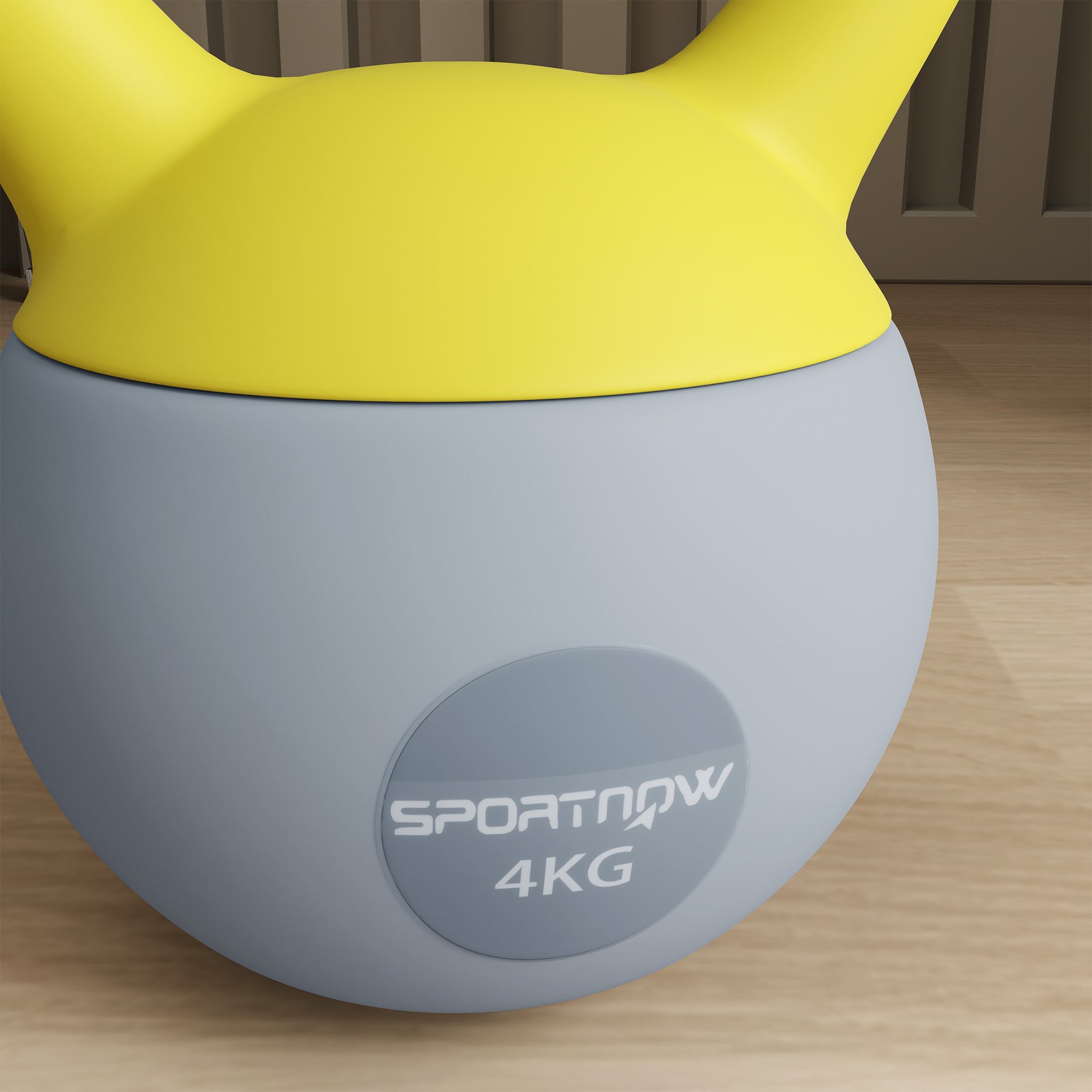 SPORTNOW Soft Kettlebell, 4kg Kettle Bell with Non-Slip Handle for Home Gym Weight Lifting and Strength Training, Yellow and Grey