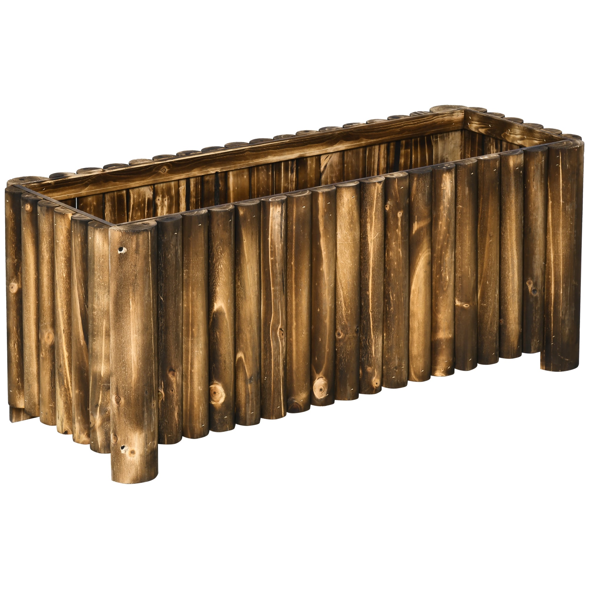 Outsunny 100L Raised Flower Bed Wooden Rectangular Planter Container Box Flower Pot Herb Pot 100L x 38.5W x 40H (cm) - North Peak Garden Furniture
