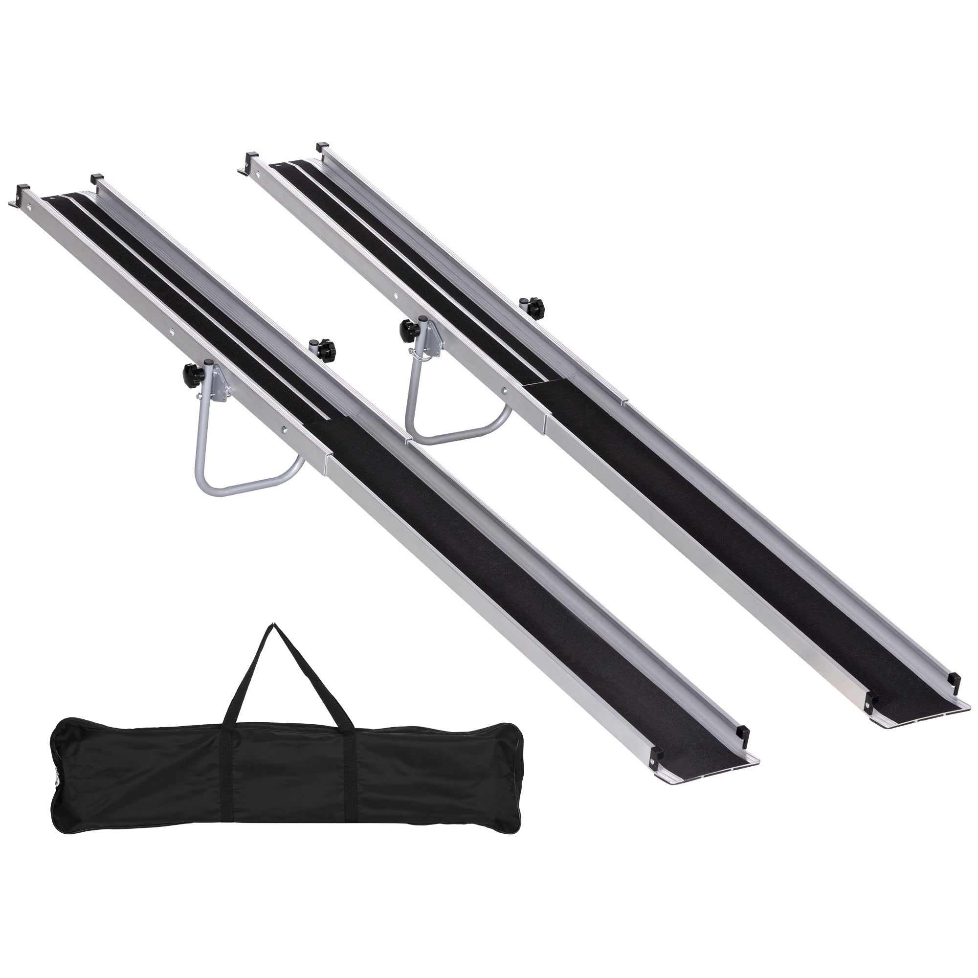 HOMCOM Set of Two 244cm Three-Level Aluminium Wheelchair Ramps