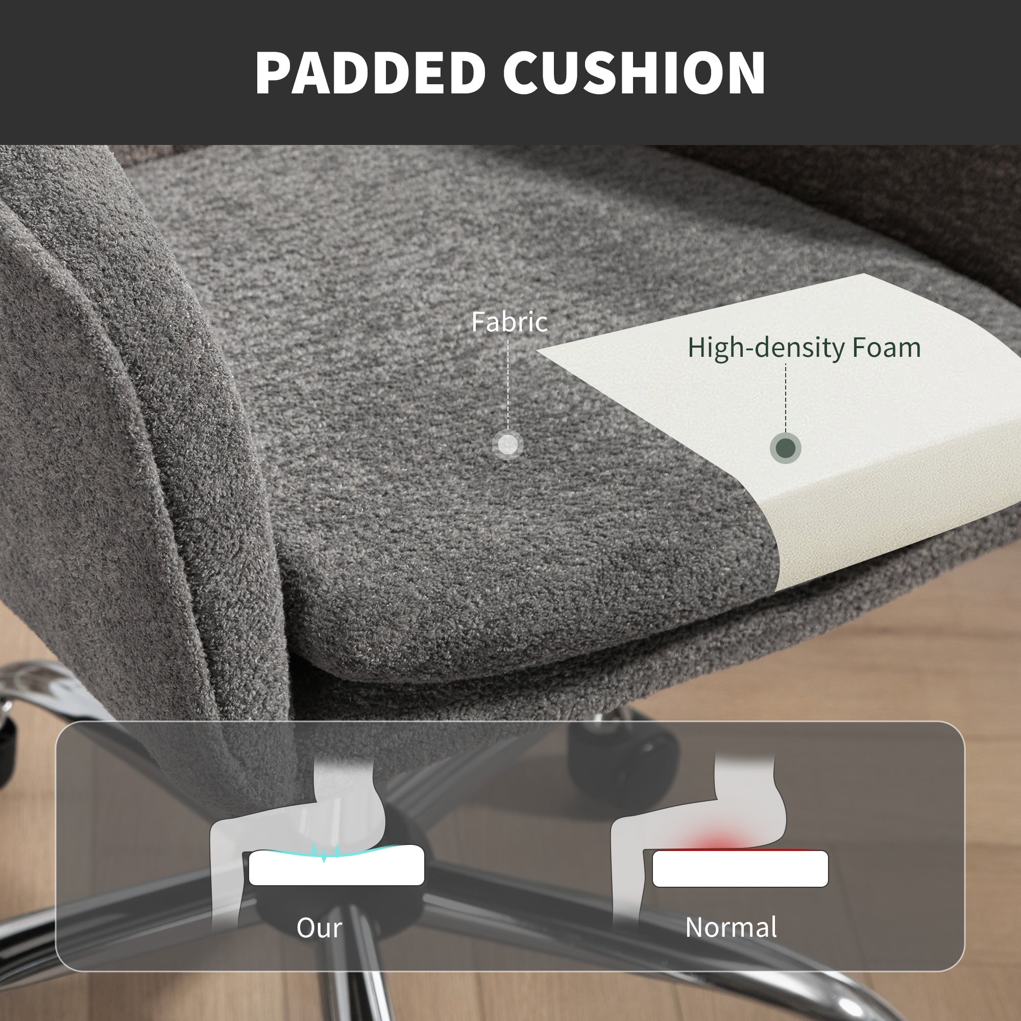 HOMCOM Velvet-Feel Office Chair - Grey