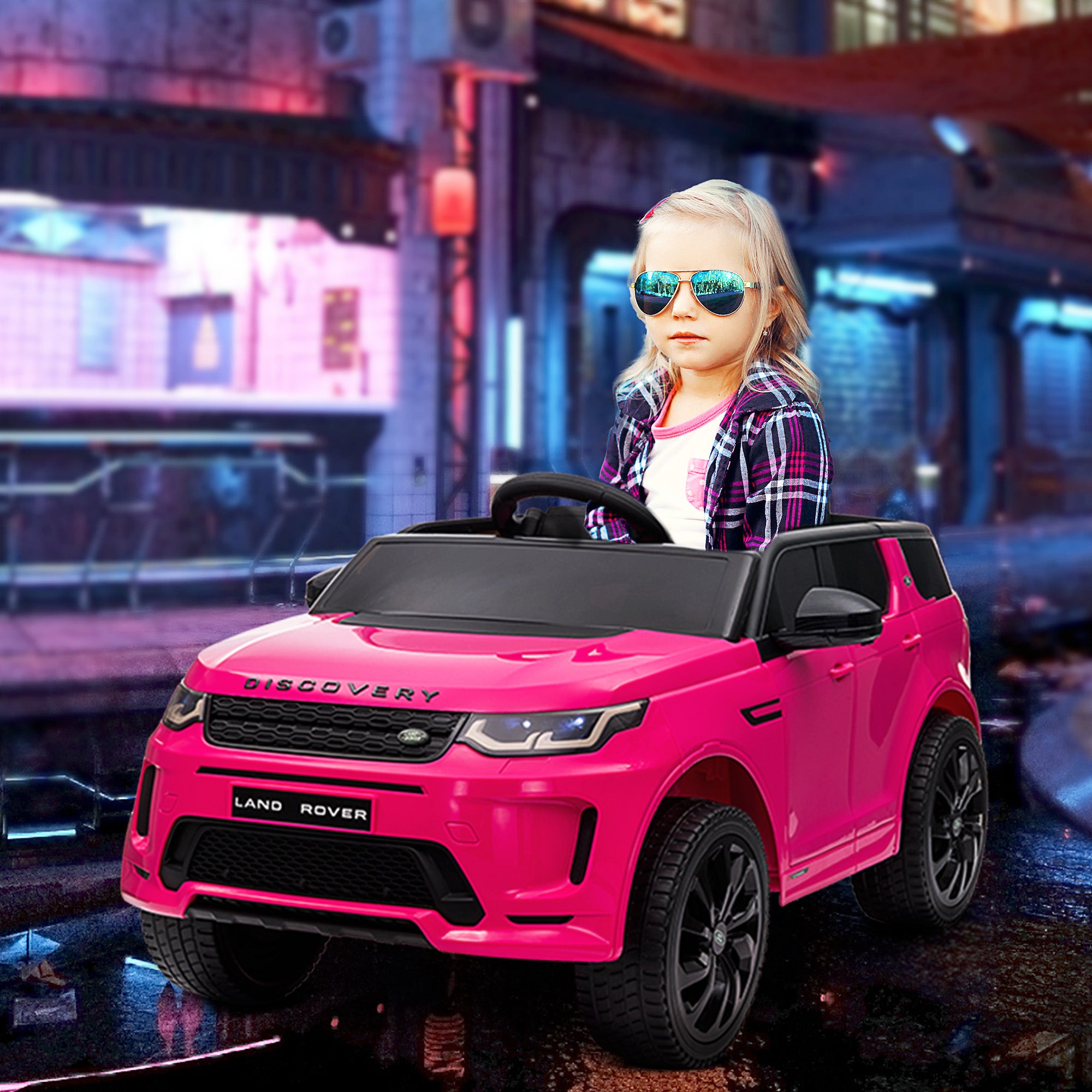 AIYAPLAY Land Rover Discovery Sport Licensed 12V Kids Ride on Car w/ Remote Control, Lights Music Horn, for 3-6 Years Pink - North Peak Garden Furniture