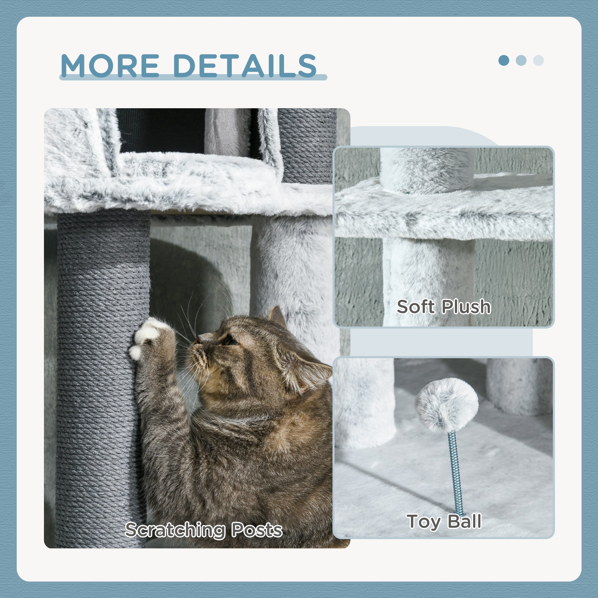 PawHut 255cm Floor to Ceiling Cat Tree with Scratching Posts, Height Adjustable Cat Tower with Hammock, House, Anti-tipping Kit, Perches, Toys, Grey - North Peak Garden Furniture