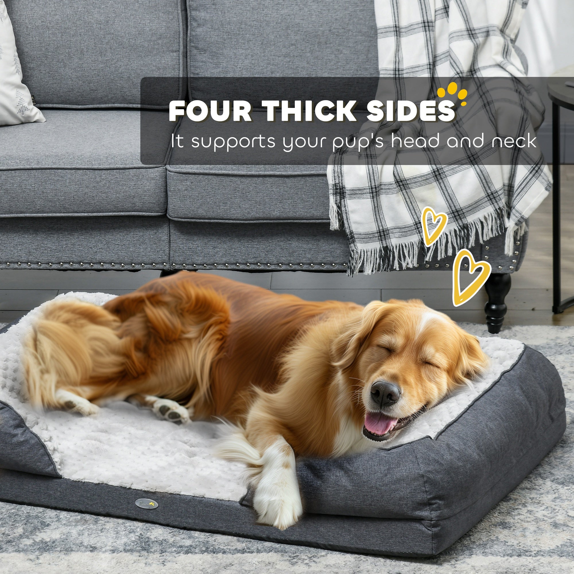 PawHut Calming Dog Bed Pet Mattress w/ Removable Cover, Anti-Slip Bottom, for Large Dogs, 120L x 80W x 22Hcm - Charcoal Grey - North Peak Garden Furniture