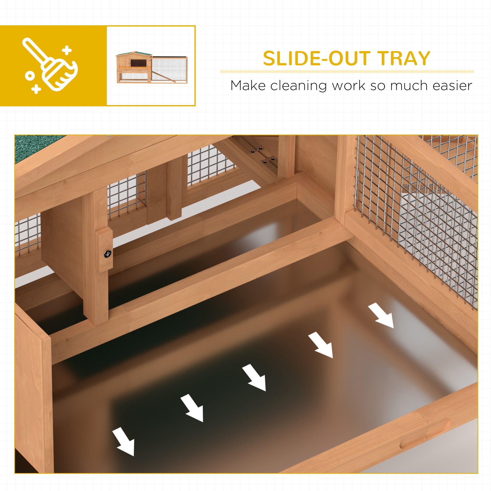 Pawhut Wooden Rabbit Hutch Guinea Pig hutch House 2 Tier with Rabbit Run for Outdoor Garden Backyard, 85 x 24 x 57cm - North Peak Garden Furniture