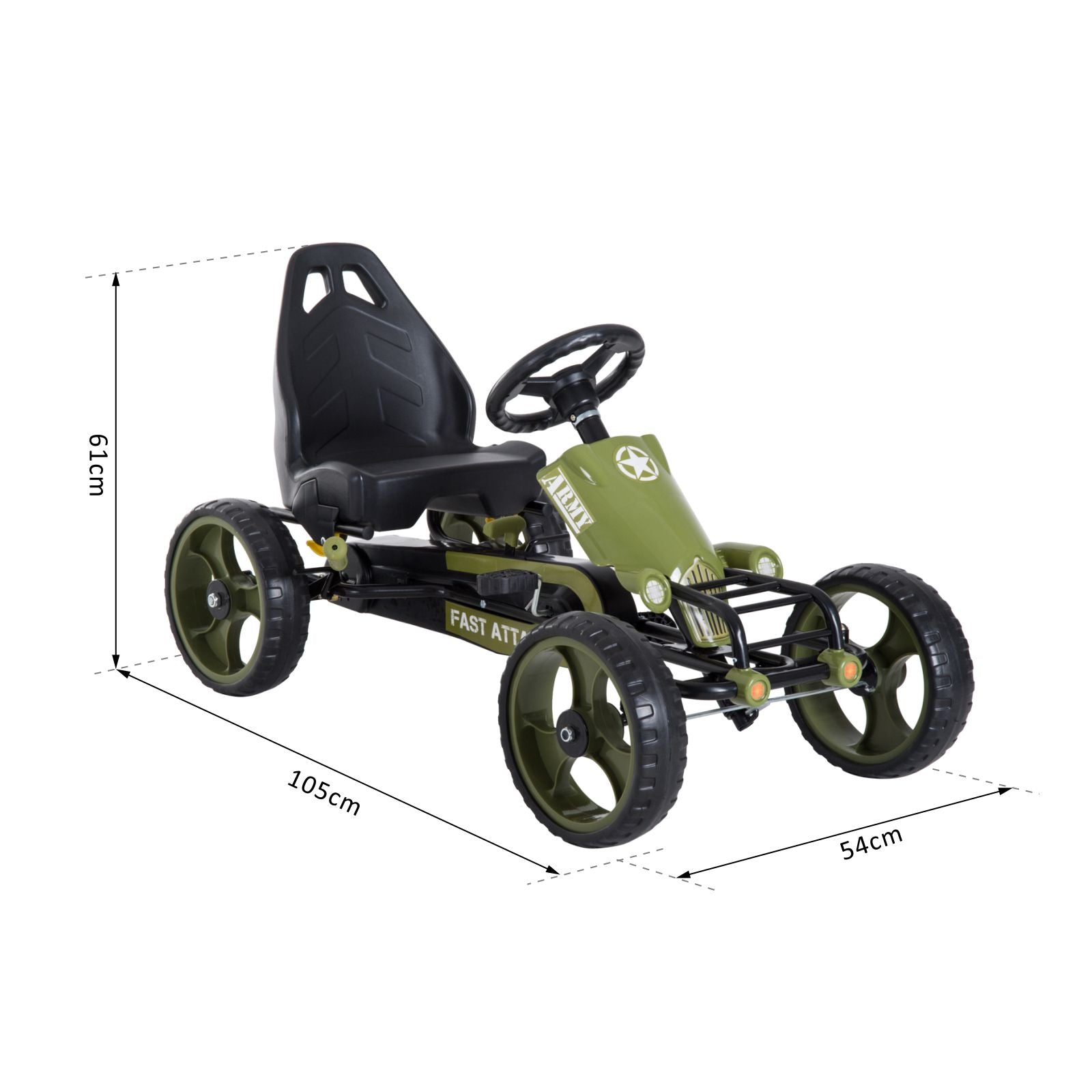 HOMCOM Kids Children Pedal Go Kart Ride On Racer Braking System Adjustable Seat Green - North Peak Garden Furniture