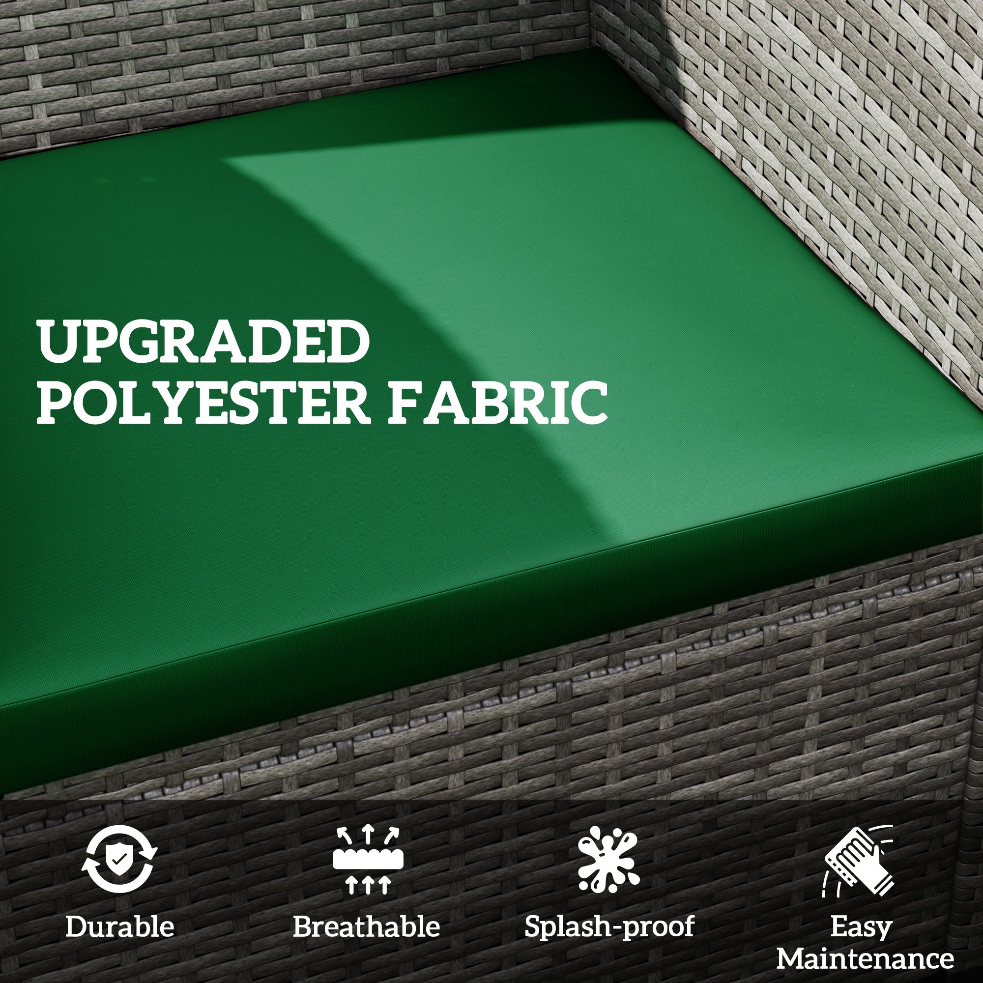 Outsunny Outdoor Seat Cushion Pads for Rattan Furniture, 3 PCs Garden Furniture Cushions, Green - North Peak Garden Furniture