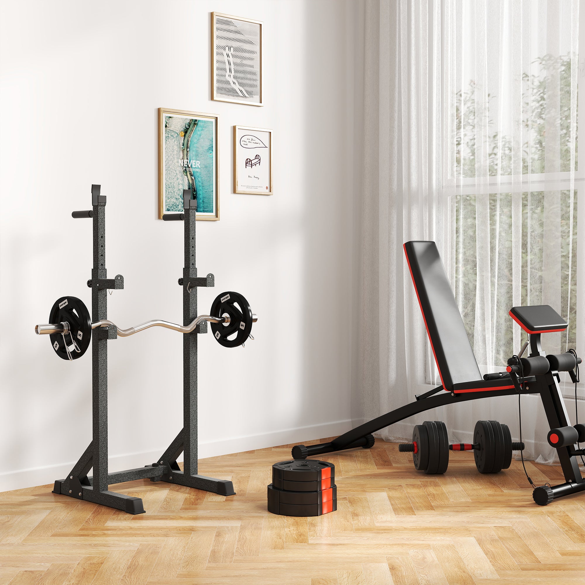SPORTNOW Olympic Weight Plates Set, with Two 5kg and Two 2.5kg weights, Black