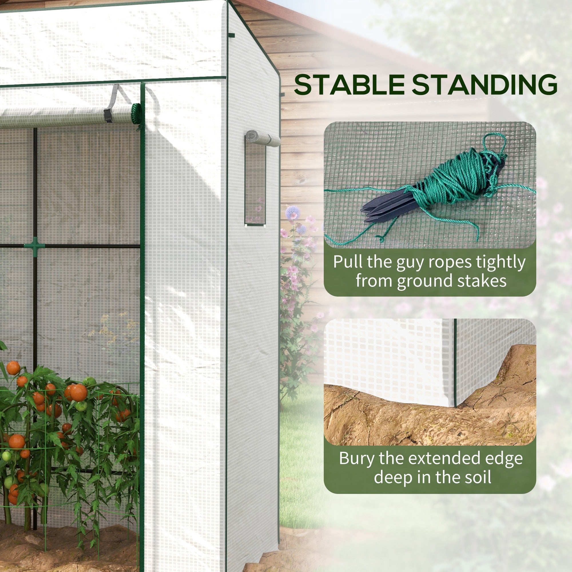 Outsunny PE Cover Walk-in Outdoor Greenhouse, White - North Peak Garden Furniture