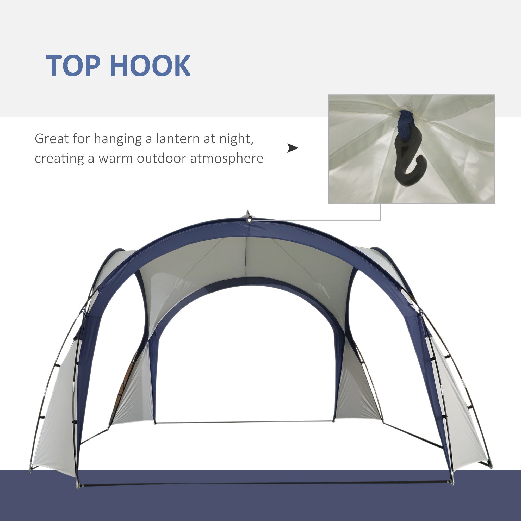 Outsunny Gazebo Party Tent, 3.5x3.5m-Cream/Blue - North Peak Garden Furniture