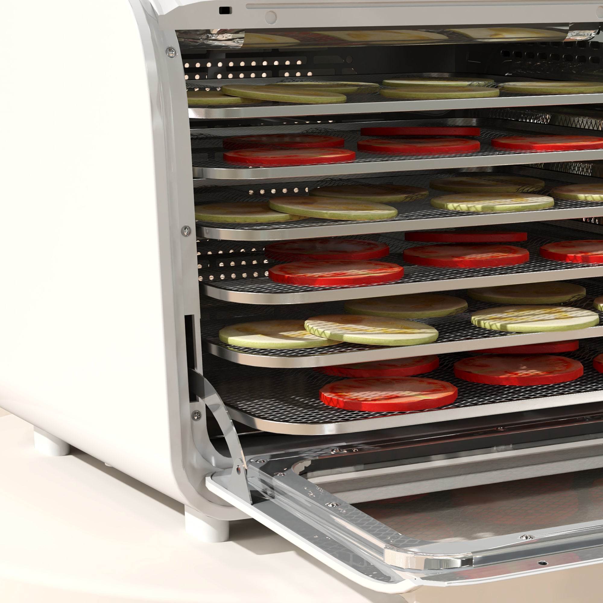 HOMCOM 35-70°C Six-Tray Food Dehydrator - White - North Peak Garden Furniture