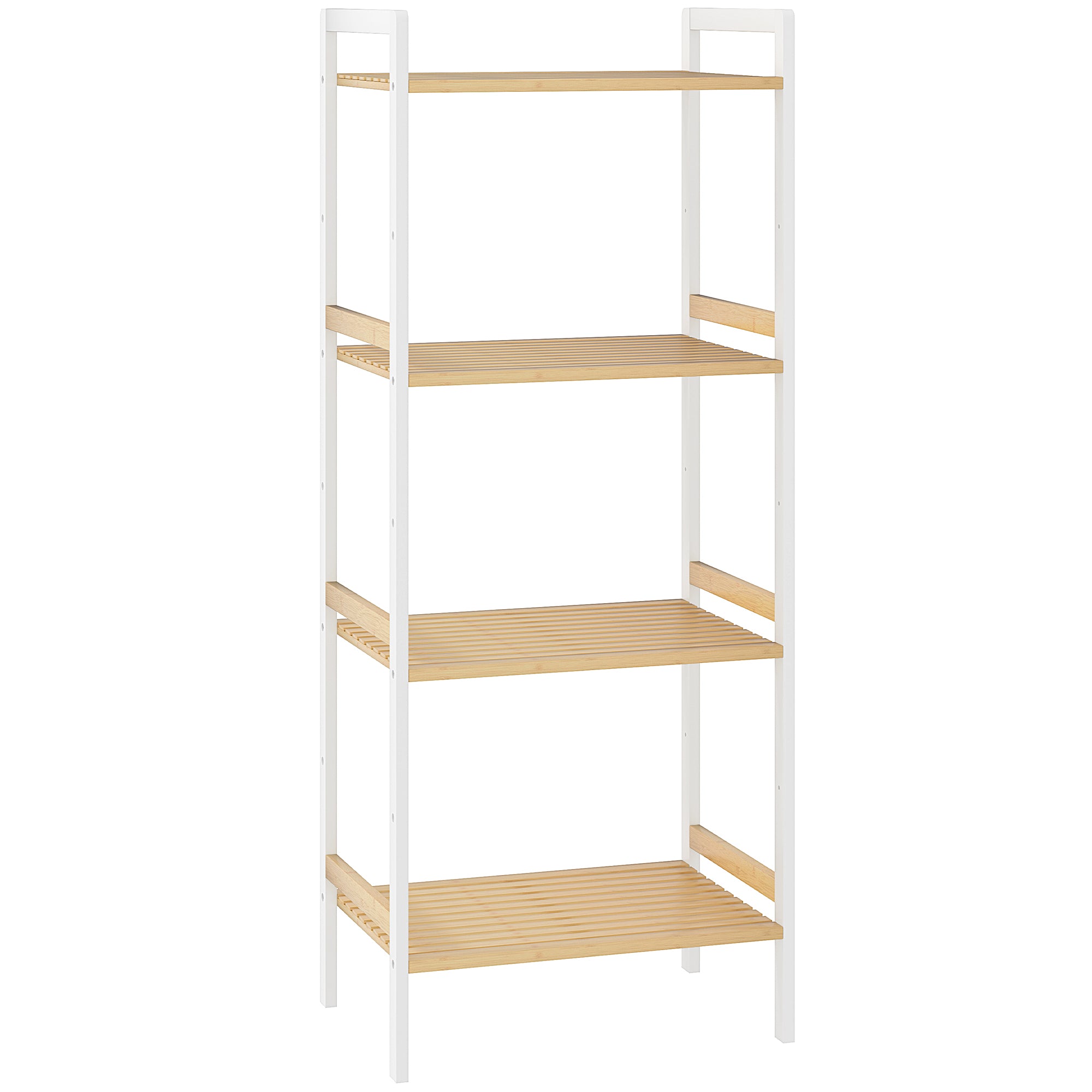 HOMCOM Four-Tier Bamboo Adjustable Shelf Storage Unit - North Peak Garden Furniture