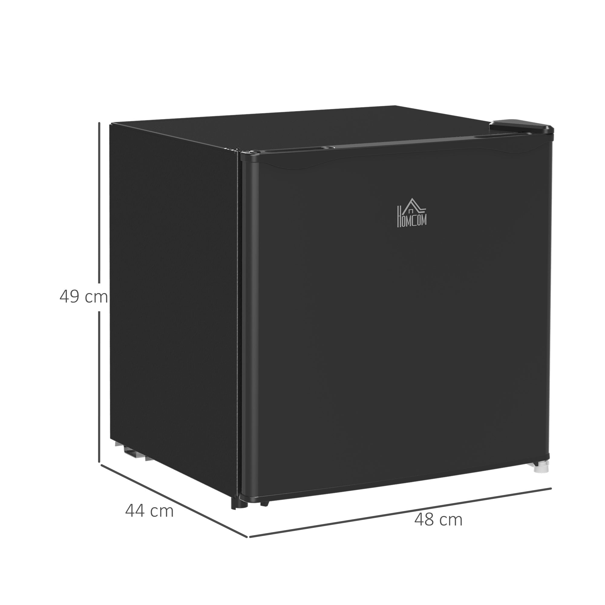 HOMCOM 46 Litre Table Top Mini Fridge, Small Fridge with Ice Box, Reversible Door, Adjustable Temperature and Legs, Mini Fridge for Bedrooms, Home Office, Black - North Peak Garden Furniture