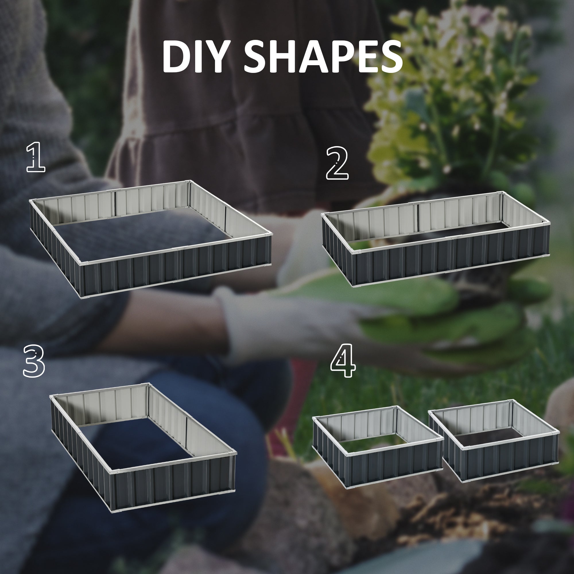 Outsunny 645L Metal Raised Garden Bed, DIY Large Steel Planter Box, No Bottom w/ A Pairs of Glove for Backyard, Patio to Grow Vegetables, Herbs, and Flowers, 258cmx90cm - North Peak Garden Furniture