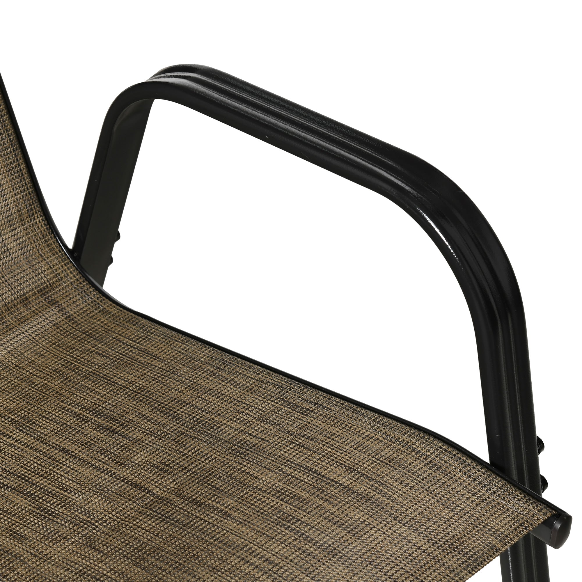 Outsunny Set of Four Stackable Mesh Seat Chairs - Mixed Brown - North Peak Garden Furniture