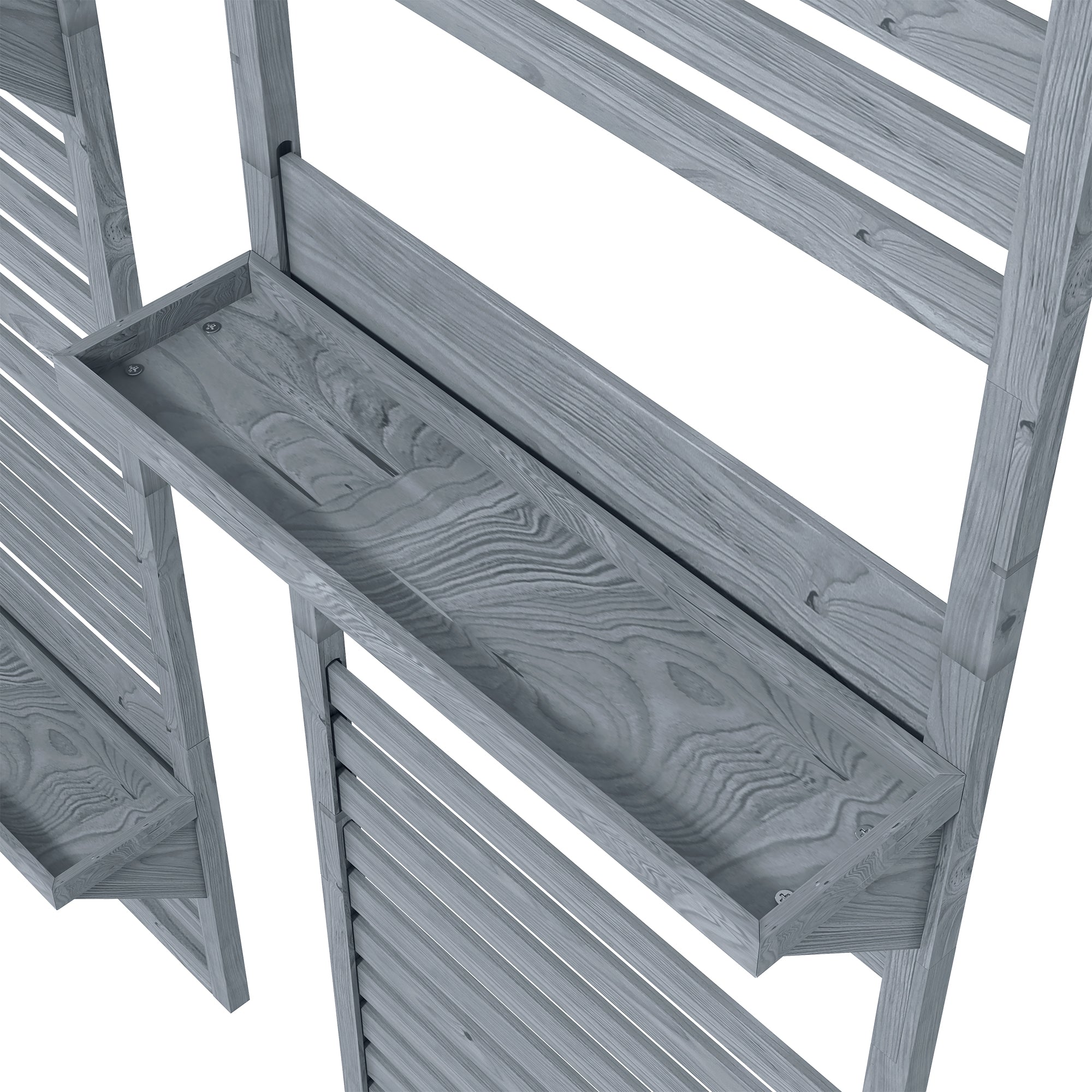 Outsunny Wall Mounted Plant Stands Set of 2, Fir Wood Flower Stand with Shelves and Slatted Trellis for Patio, Balcony, Porch - North Peak Garden Furniture