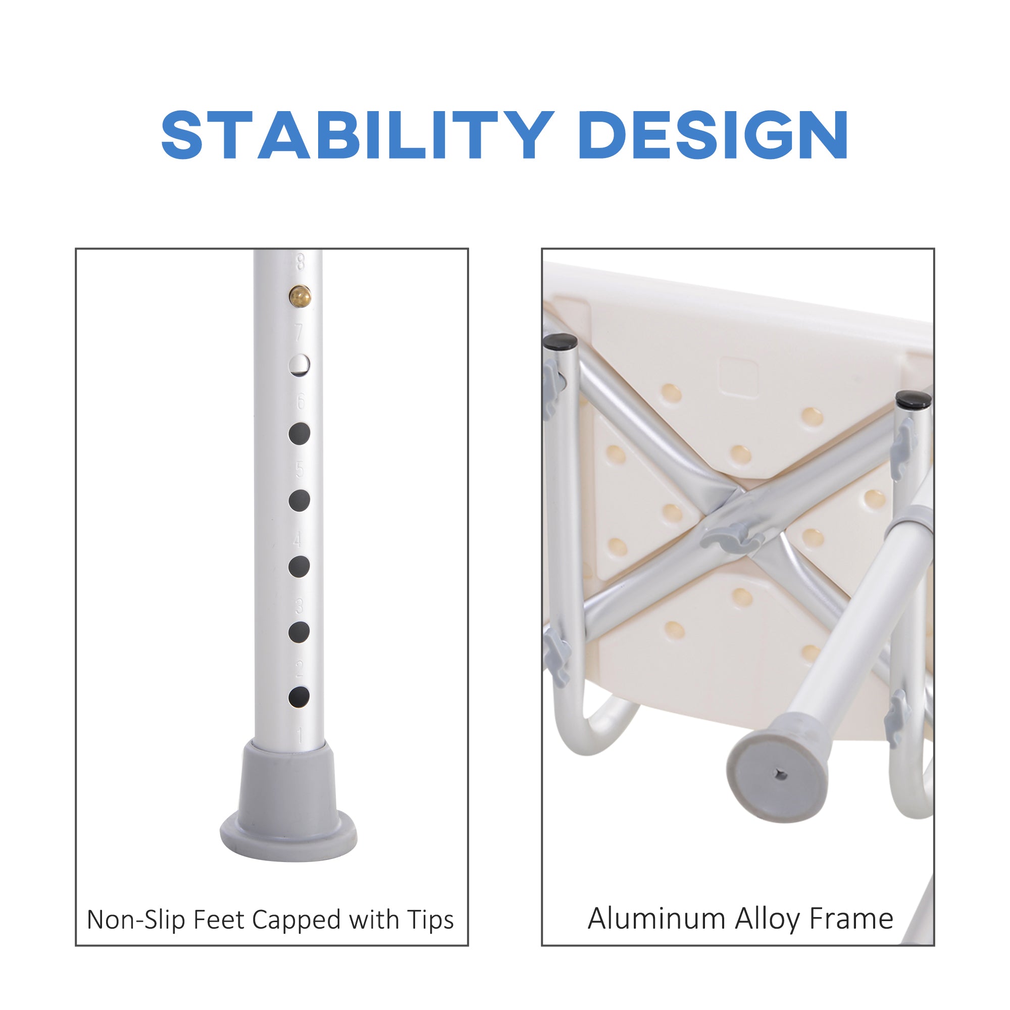 HOMCOM Bath Chair Shower Stool Safety Seat Bathroom Adjustable Positions Elderly Aids - North Peak Garden Furniture