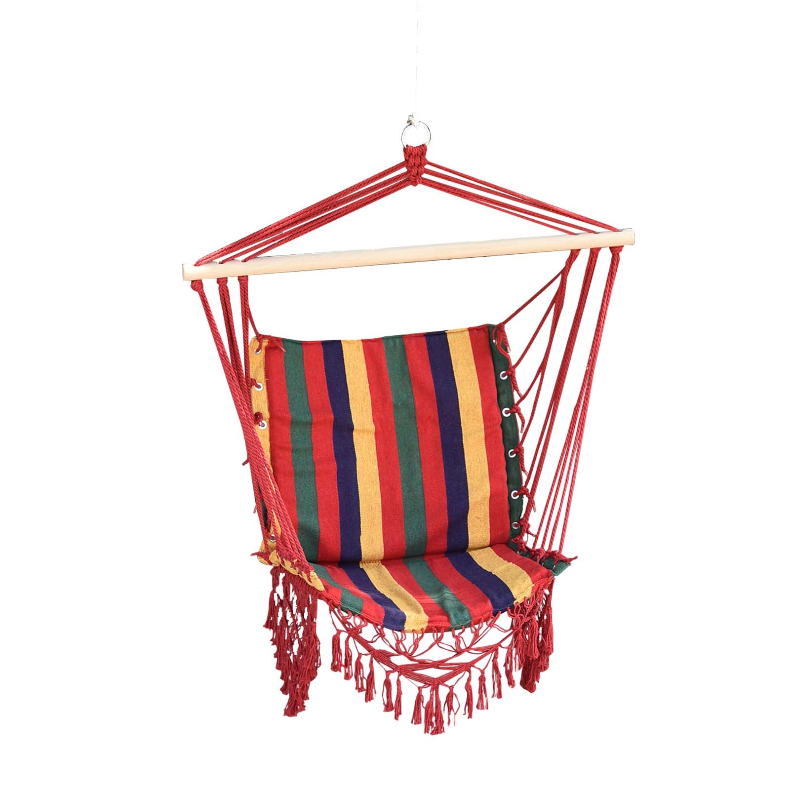 Outsunny Hammock Chair Swing Colourful Striped Tree Hanging Seat Porch Indoor Outdoor Fabric Garden Furniture