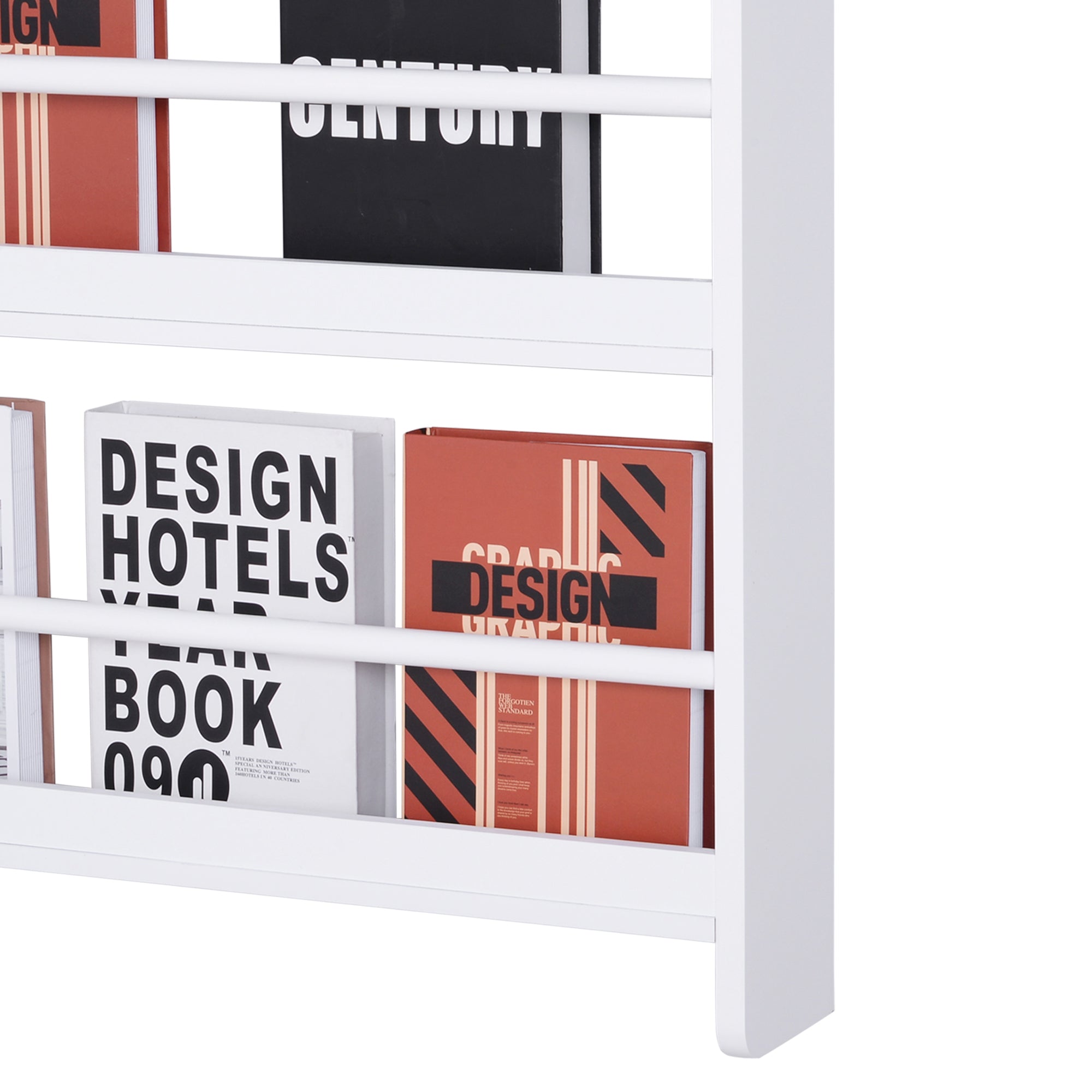 HOMCOM Wood Wall/Standing Magazine Holders Book Rack Shelf 4 Tiers Space Saving Design Water Resist Home Office Decoration - North Peak Garden Furniture