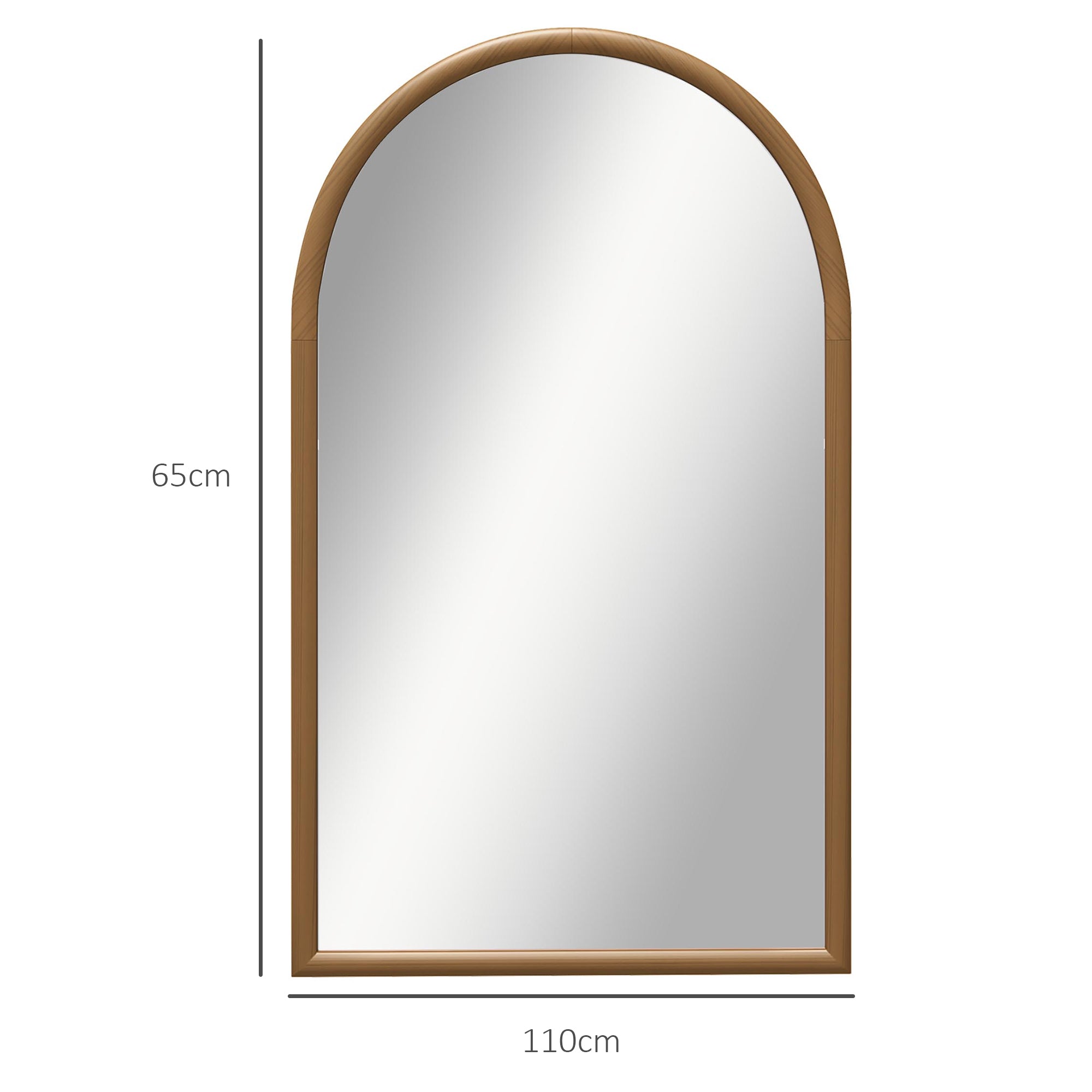 HOMCOM 110 x 65cm Wooden Arched Mirror - Natural Finish