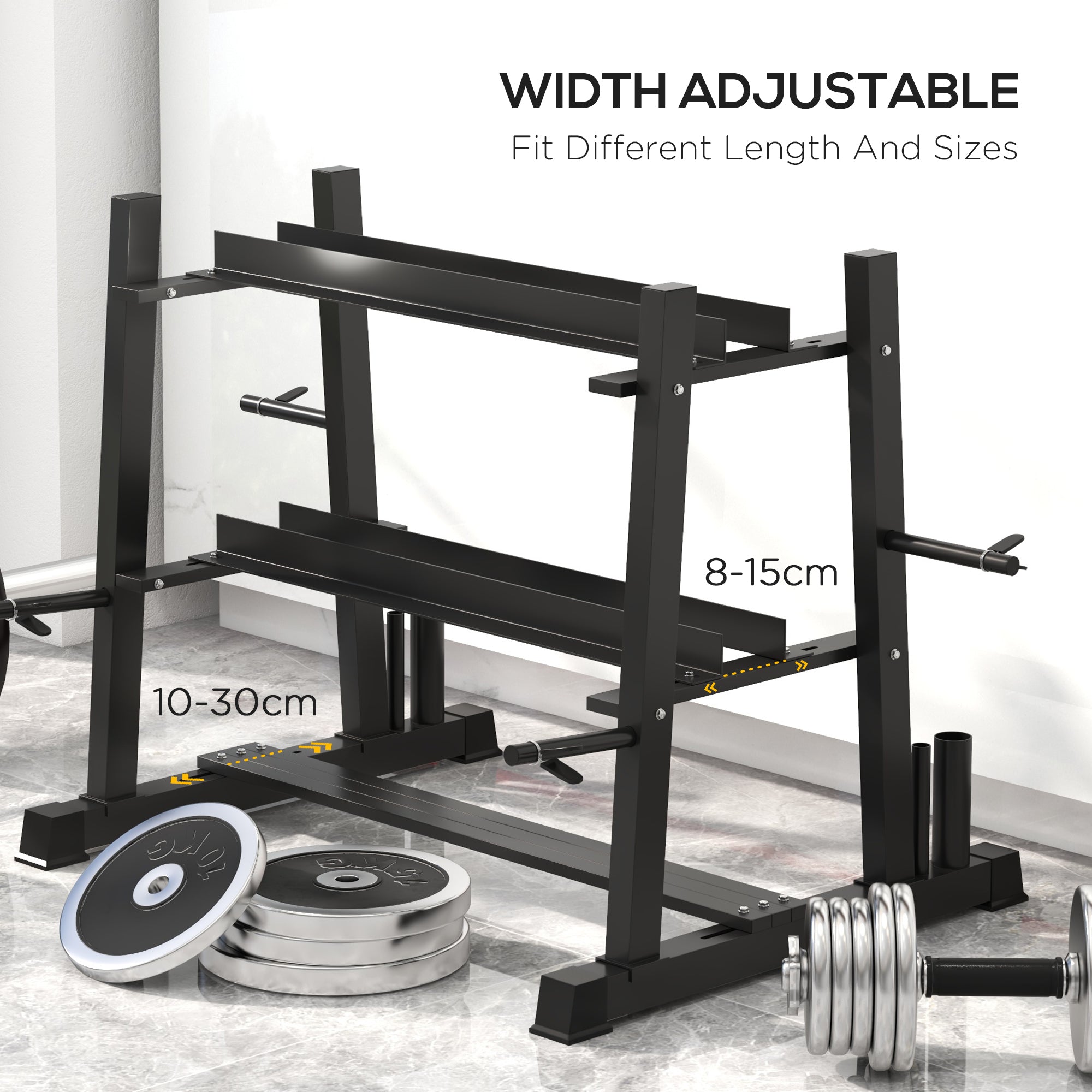 SPORTNOW 3-Tier Dumbbell Rack, Versatile Weight Rack with 4 Weight Rods for Dumbbells, Kettlebells and Plates (Rack Only) - North Peak Garden Furniture