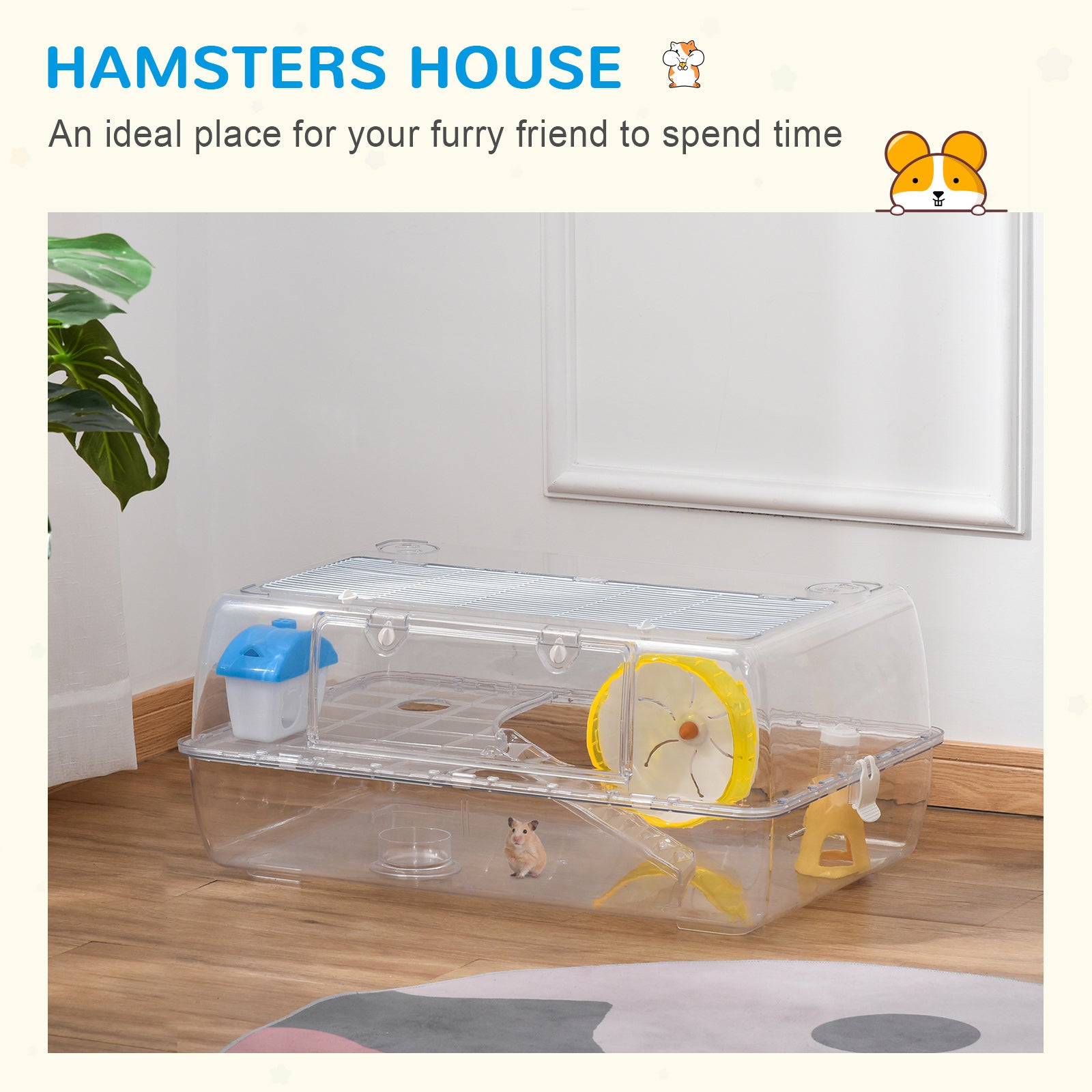 PawHut 2 Storey Hamster Cage Small Pet Animal Cage Double Layers Running Wheel Drinker Feeding Bowl - North Peak Garden Furniture