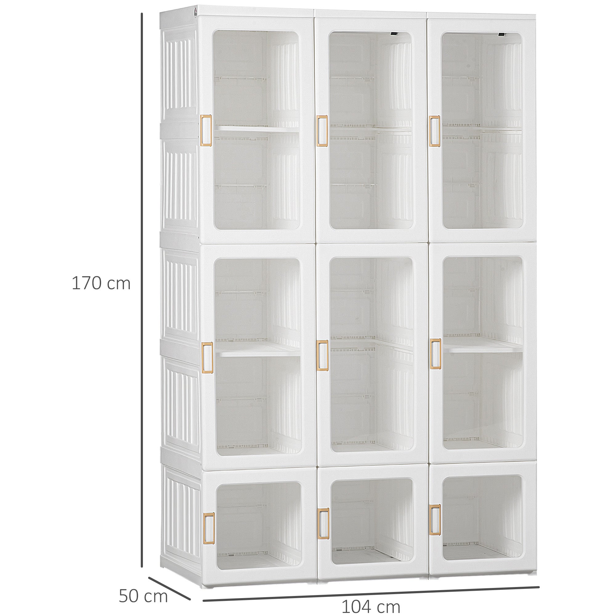 HOMCOM Portable Clothes Wardrobe for Bedroom, Foldable Clothes Organiser with Cube Storage, Hanging Rods, Magnet Doors, White - North Peak Garden Furniture