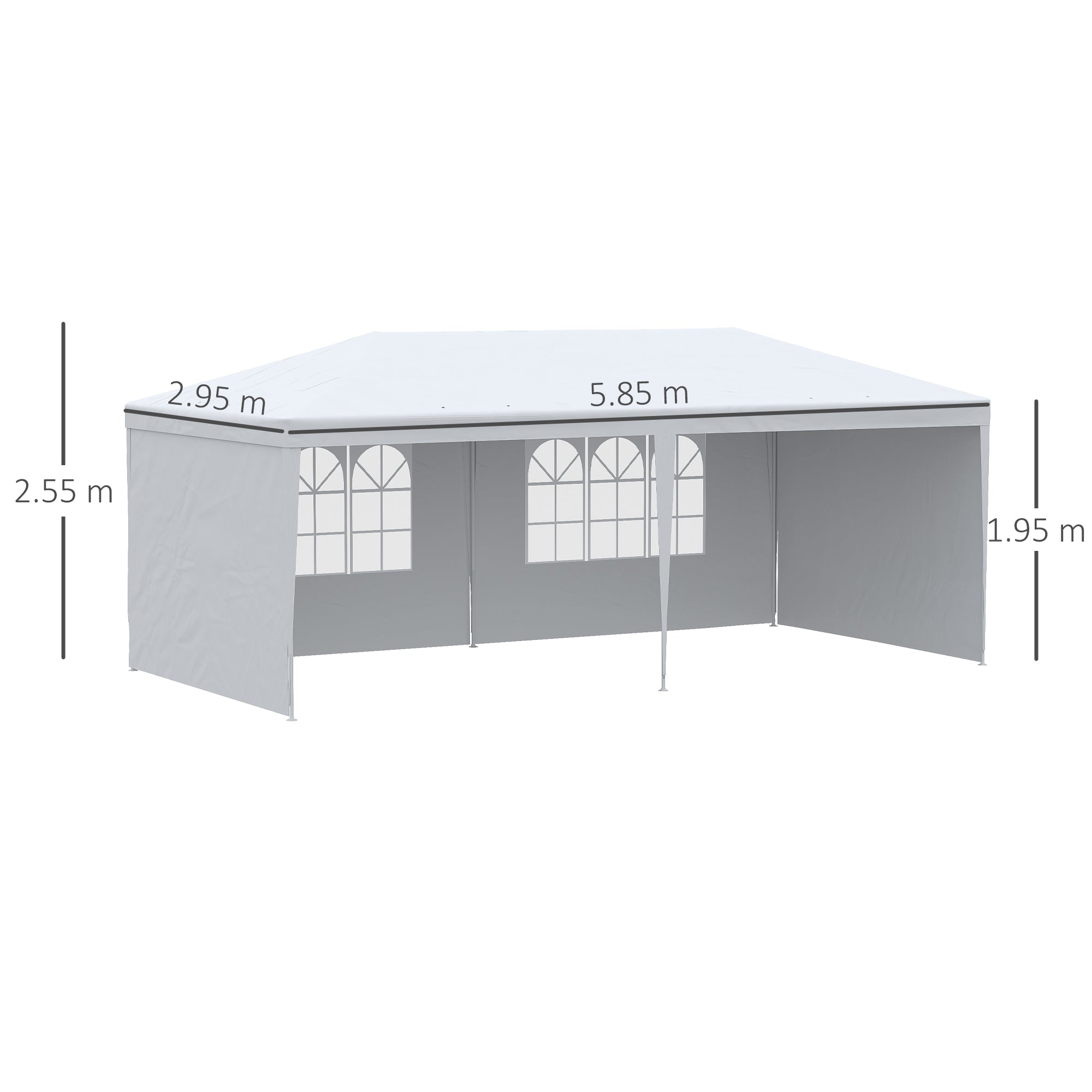 Outsunny 6 x 3 m Party Tent Gazebo Marquee Outdoor Patio Canopy Shelter with Windows and Side Panels White - North Peak Garden Furniture