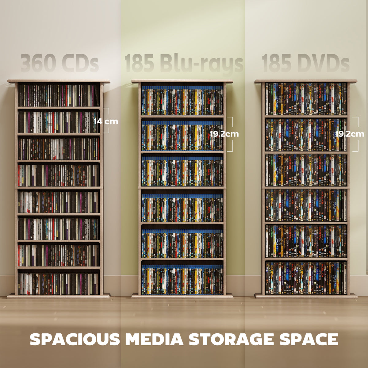 HOMCOM 360 CD Storage Unit - Natural Wood Finish