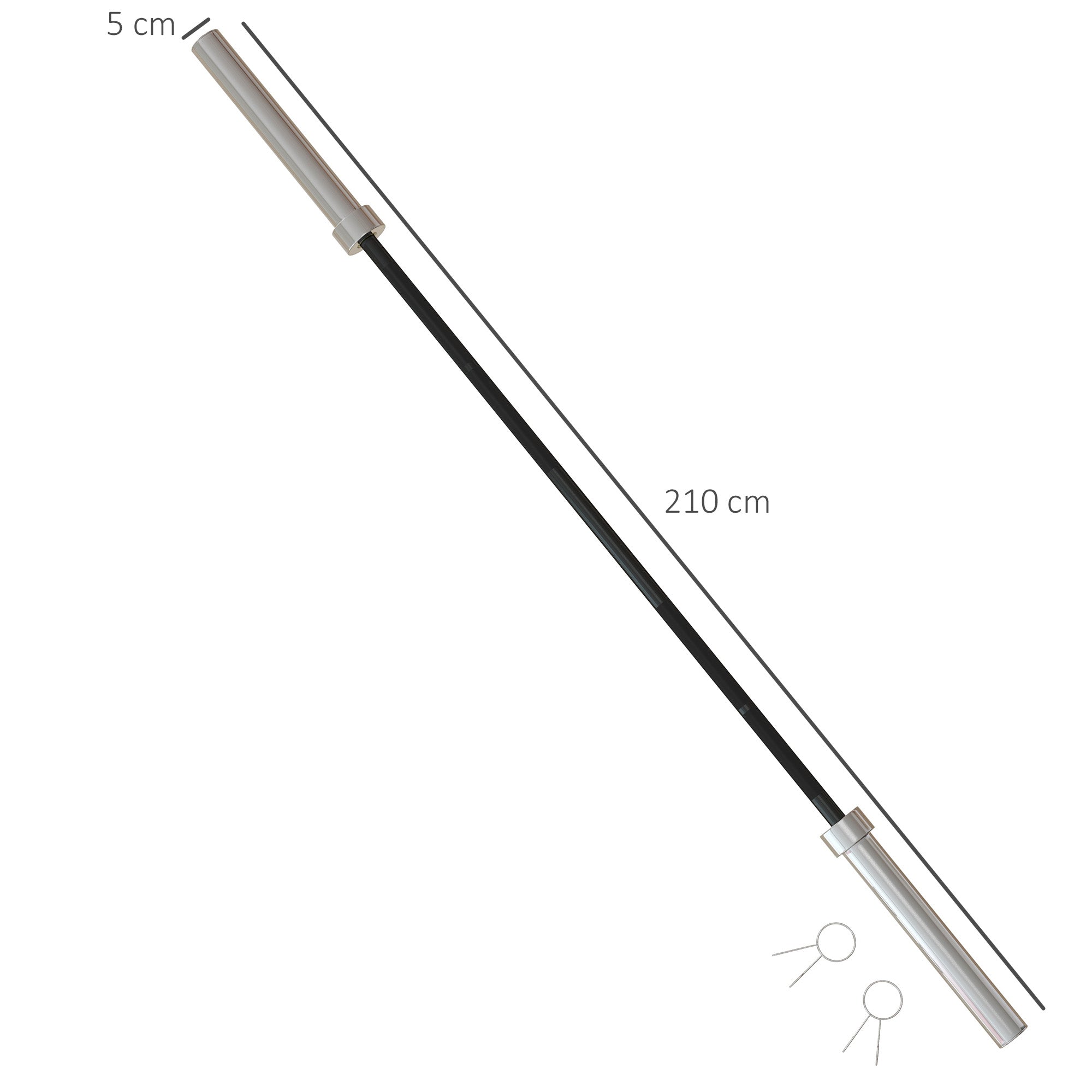 SPORTNOW 210cm Olympic Barbell Bar for 5cm Weight Plates, with Spring Clips, 20kg - North Peak Garden Furniture