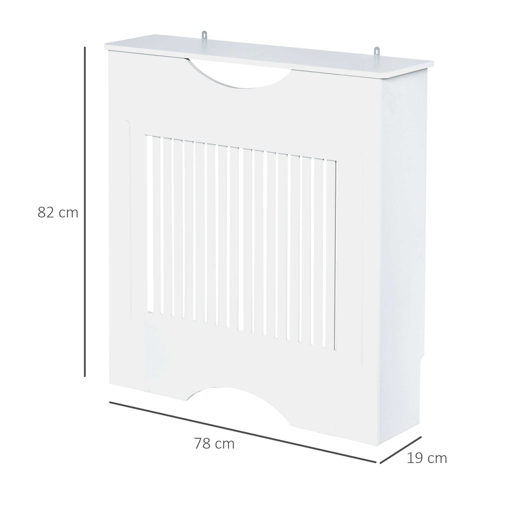 HOMCOM Painted MDF Radiator Cover Heater Cabinet Modern Slatted Home Furniture Living Room Bedroom Worktop White 82H x 78W x 19D - North Peak Garden Furniture