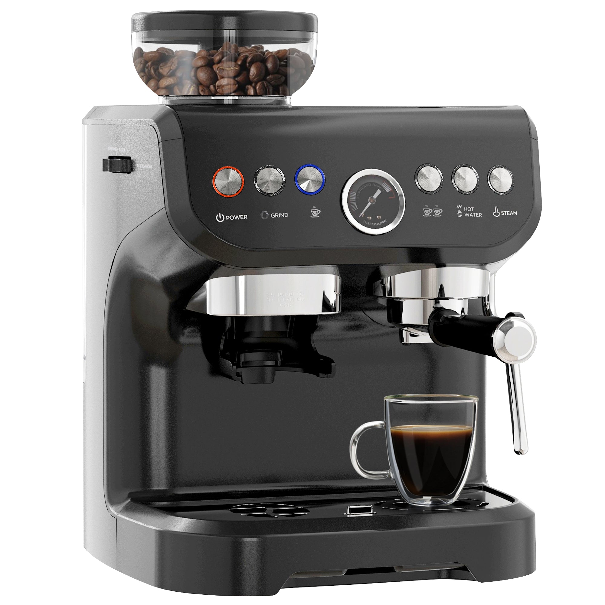 HOMCOM 15 Bar Coffee Machine, with Adjustable Grind, Steamer and Accessories - North Peak Garden Furniture