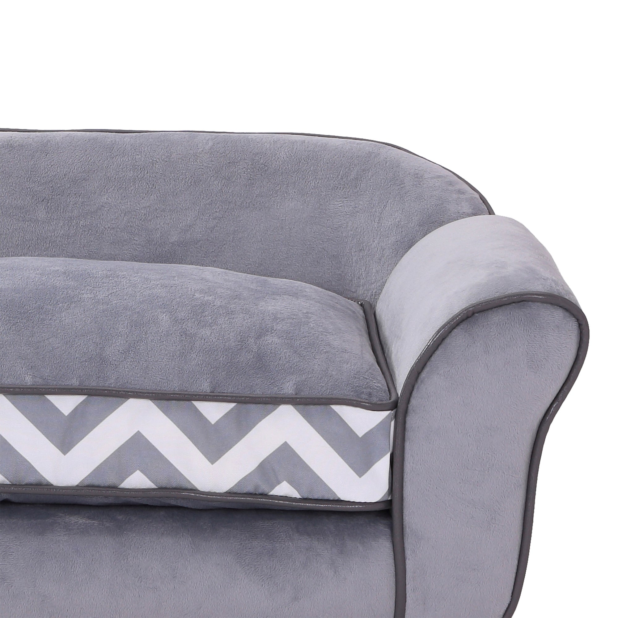 PawHut Dog Sofa Bed for XS-Sized Dogs, Cat Sofa with Soft Cushion, Pet Chair Lounge with Washable Cover, Removable Legs, Wooden Frame - Grey - North Peak Garden Furniture