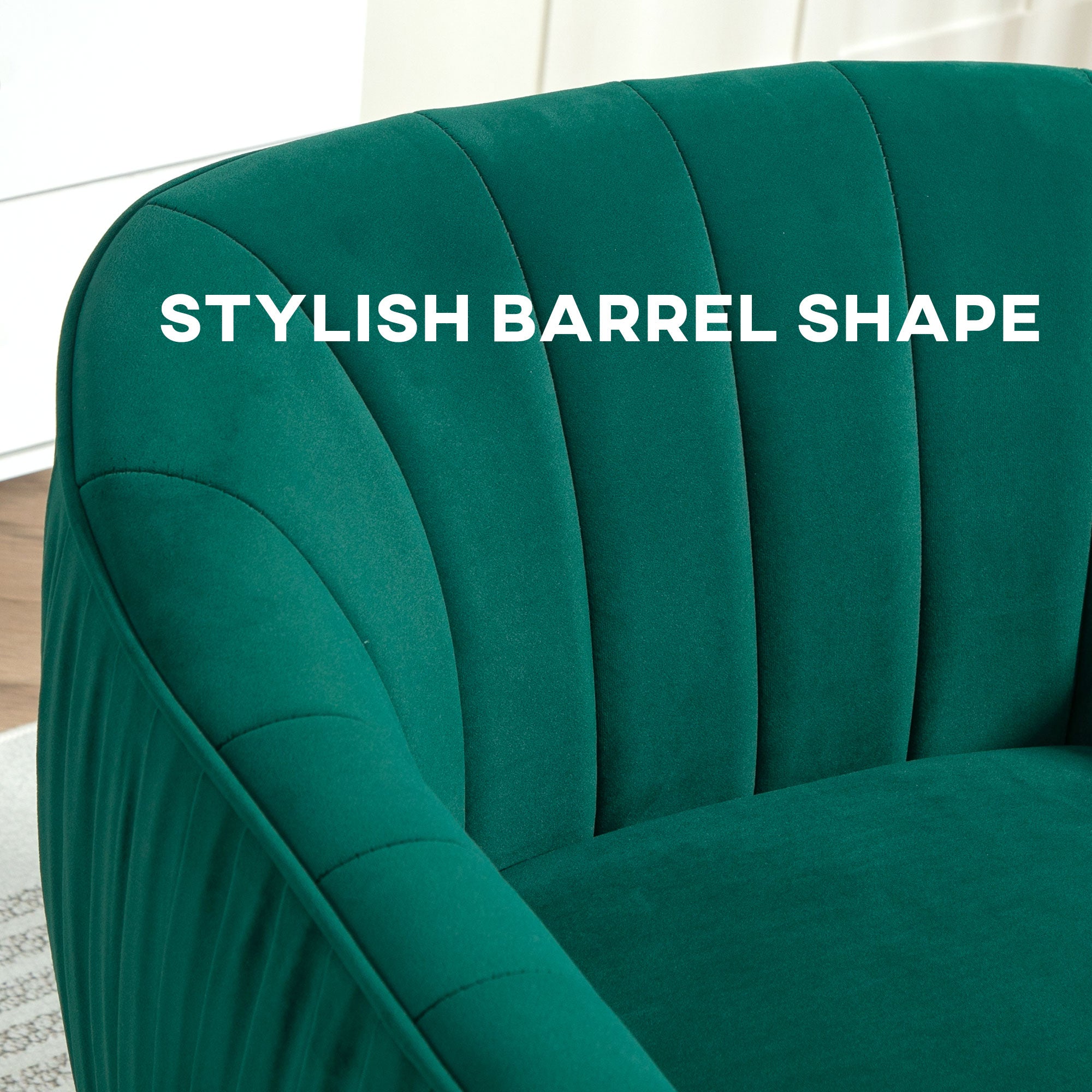 HOMCOM Velvet Tub chair, Luxury Accent Chair with Golden Metal Leg, Comfy Upholstered Armchair with Thick Padded Seat for Living Room, Green - North Peak Garden Furniture