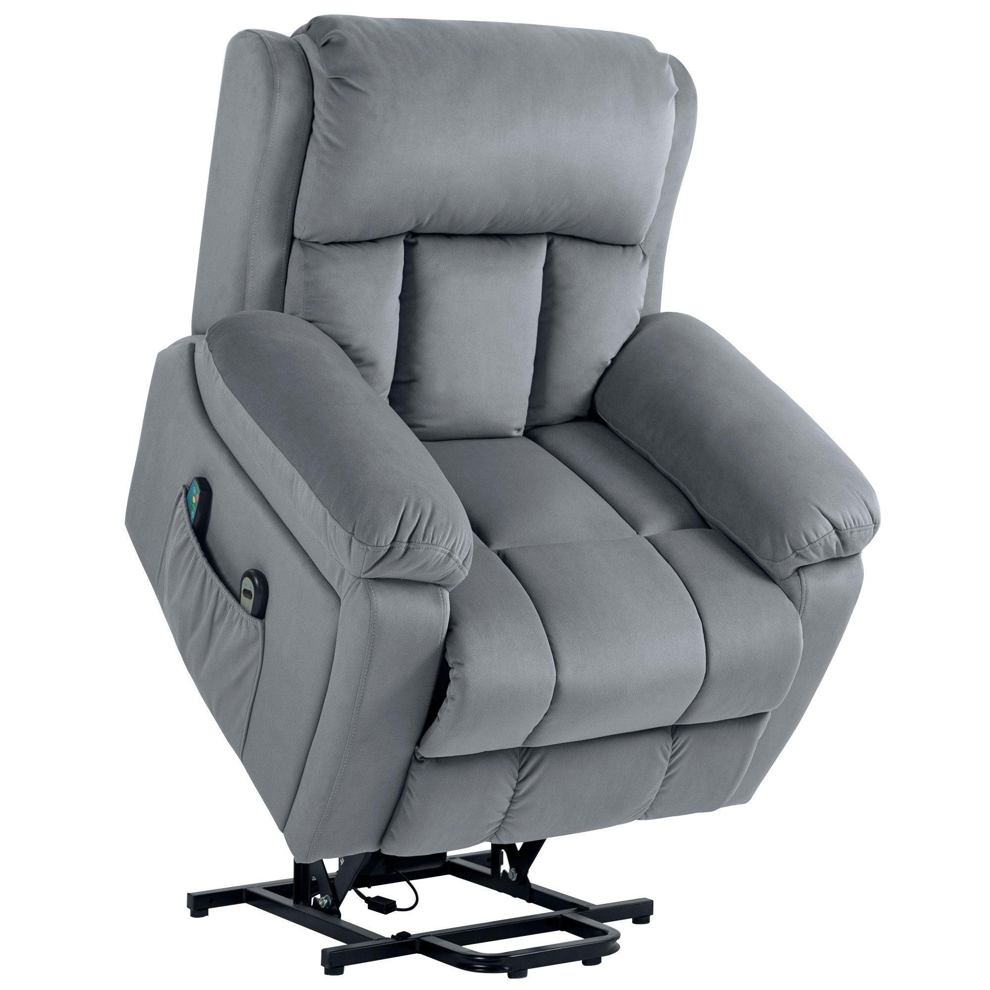 HOMCOM Eight Massage Point Electric Reclining Lift Chair, with Remote - Grey - North Peak Garden Furniture