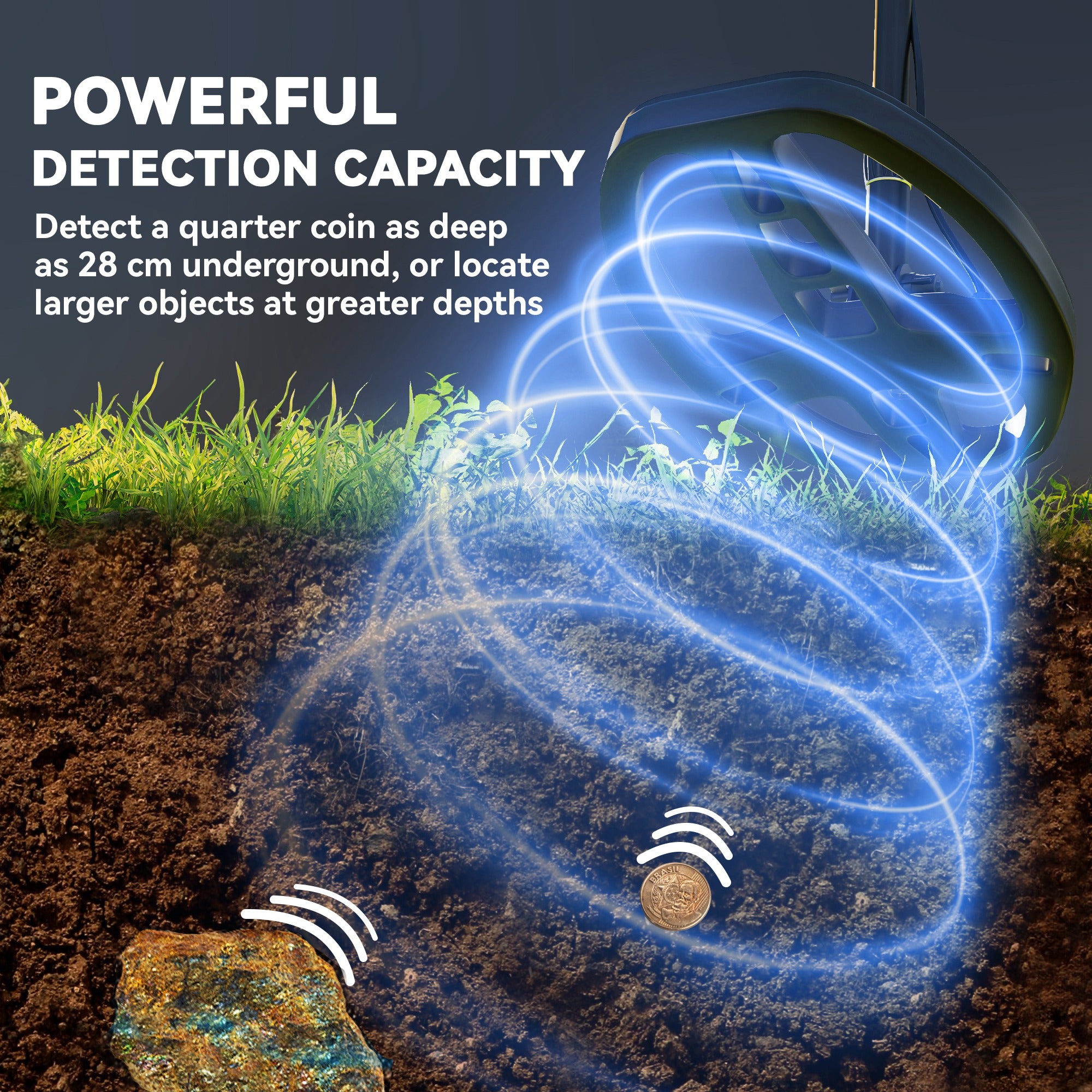 Outsunny Metal Detector for Adults and Beginners, Gold Detector with Higher Accuracy IP68 Waterproof Coil, 5 Professional Modes with Pinpoint & Memory Mode, Bigger Backlit LCD Display with DSP Chip - North Peak Garden Furniture