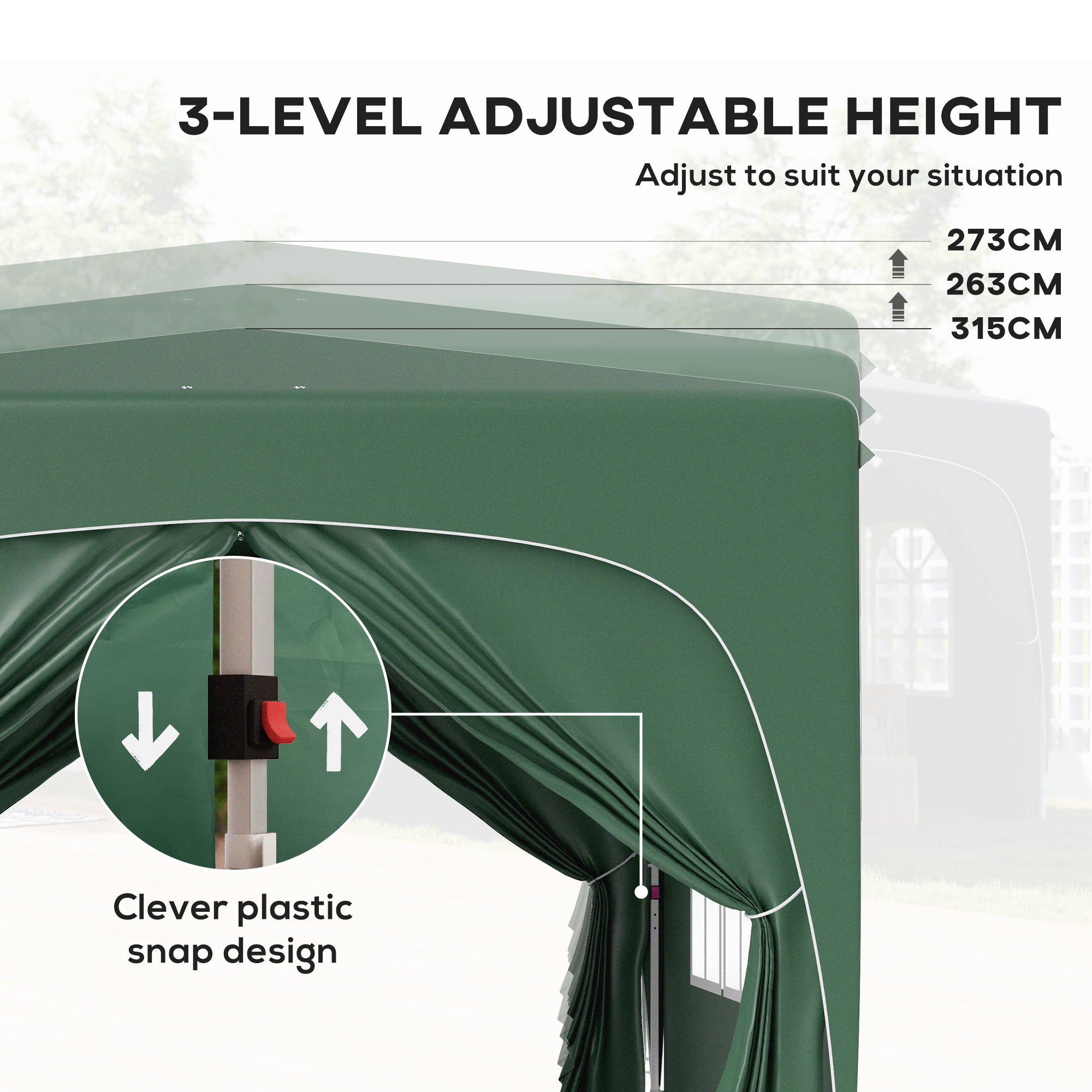 Outsunny 3 x 3m Pop-Up Gazebo Shelter, with Accessories - Dark Green - North Peak Garden Furniture