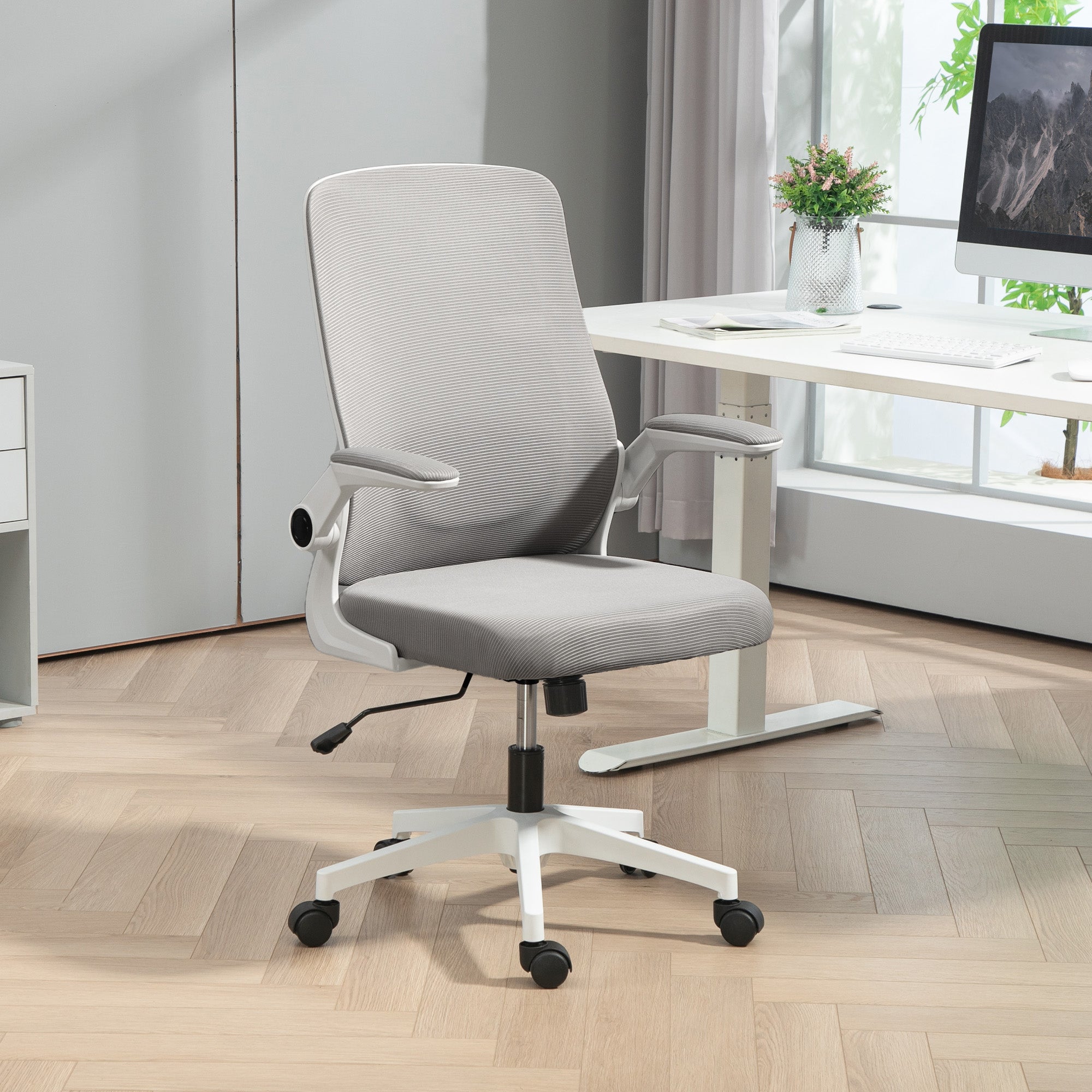 HOMCOM Mesh Back Adjustable Office Chair - Grey - North Peak Garden Furniture