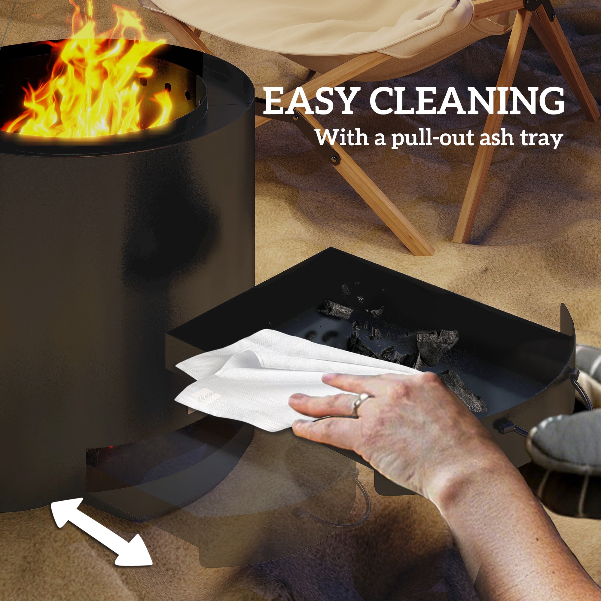 Outsunny Metal Wood-burning Fire Pit with Fire Poker - Black - North Peak Garden Furniture