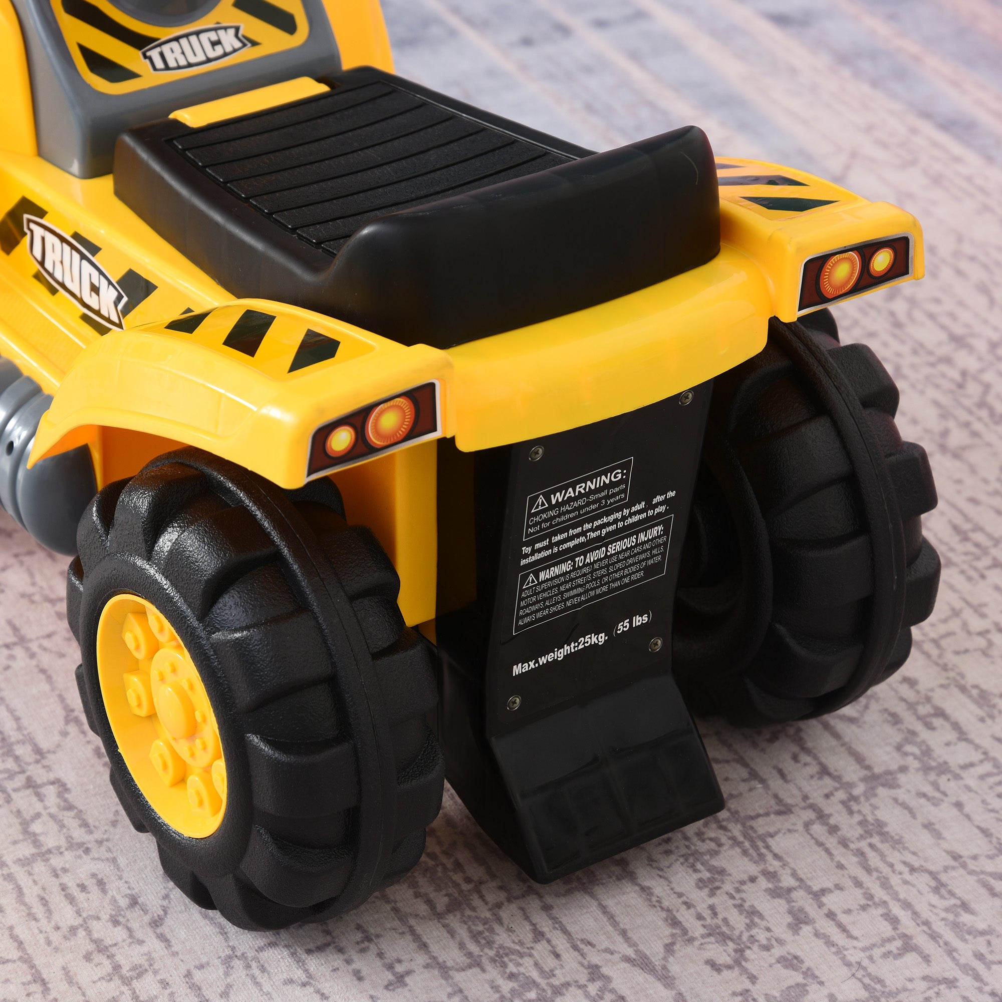HOMCOM Kids Ride On Excavator Digger w/ Storage Basketball Net Steering NO POWER Wheel Vehicle Truck Toy - North Peak Garden Furniture