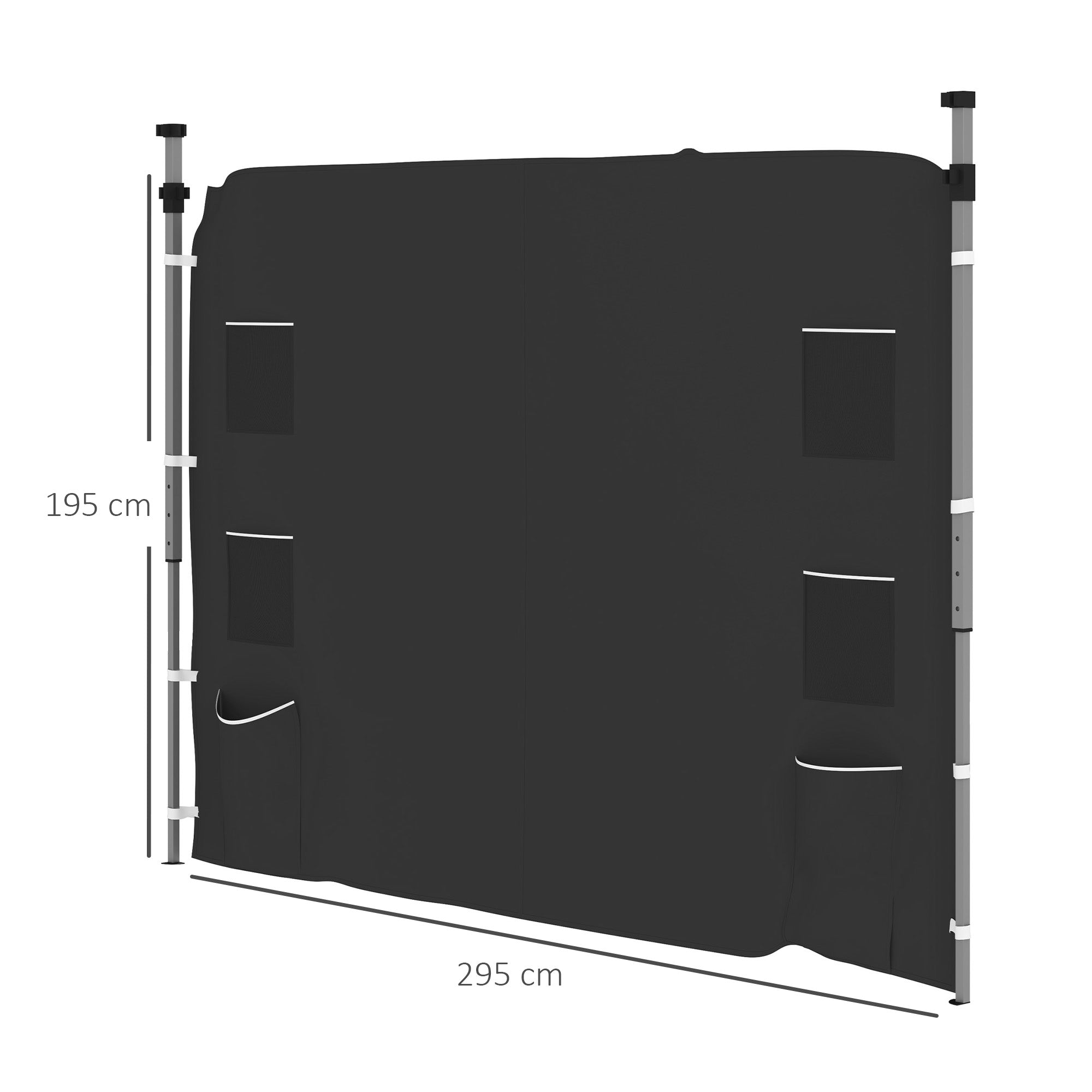 Outsunny 195 x 295cm Replacement Gazebo Sidewall - Black - North Peak Garden Furniture