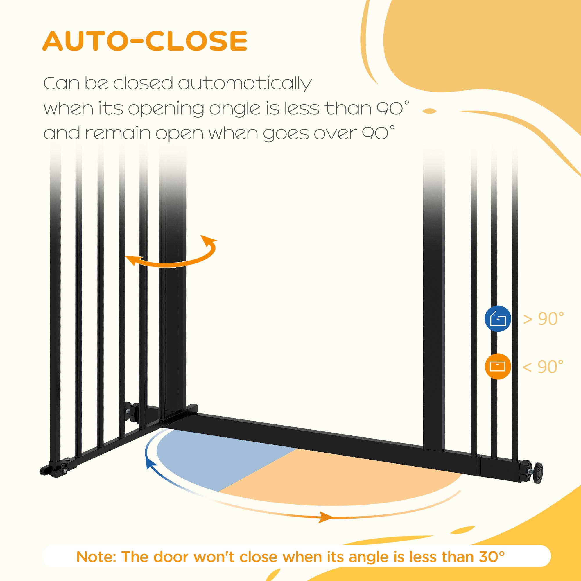 PawHut Metal 74-87cm Wide Adjustable Dog Gate Black - North Peak Garden Furniture