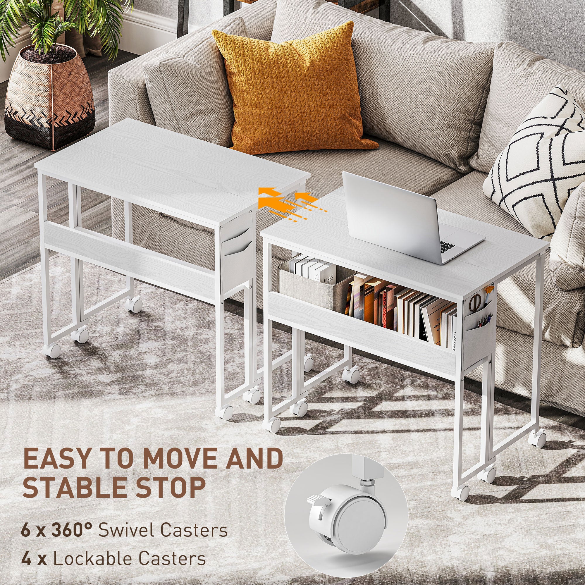 HOMCOM 80 cm Drop Leaf Writing Work Desk - White - North Peak Garden Furniture