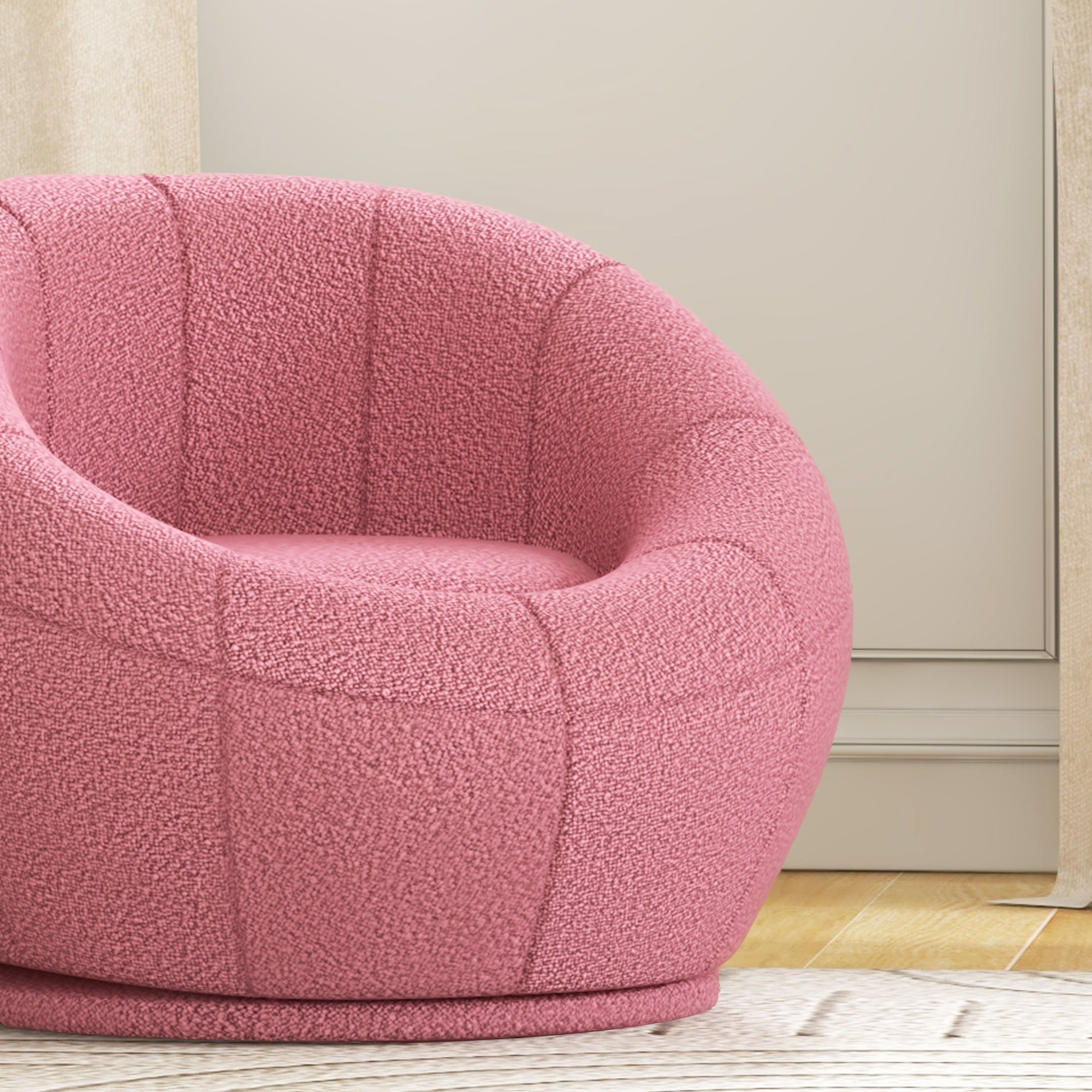 HOMCOM Modern Accent Chair, Swivel Upholstered Armchair for Living Room, Bedroom, Home Office, Pink