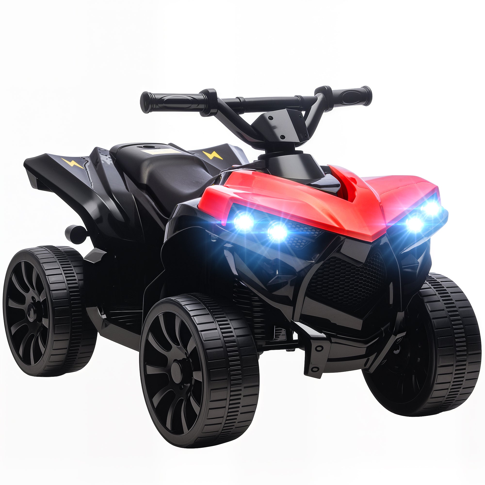 AIYAPLAY 6V Kids ATV, 4 Wheeler Electric Ride on Car with Music and LED Headlights, for Ages 18-56 Months Boys and Girls, Red