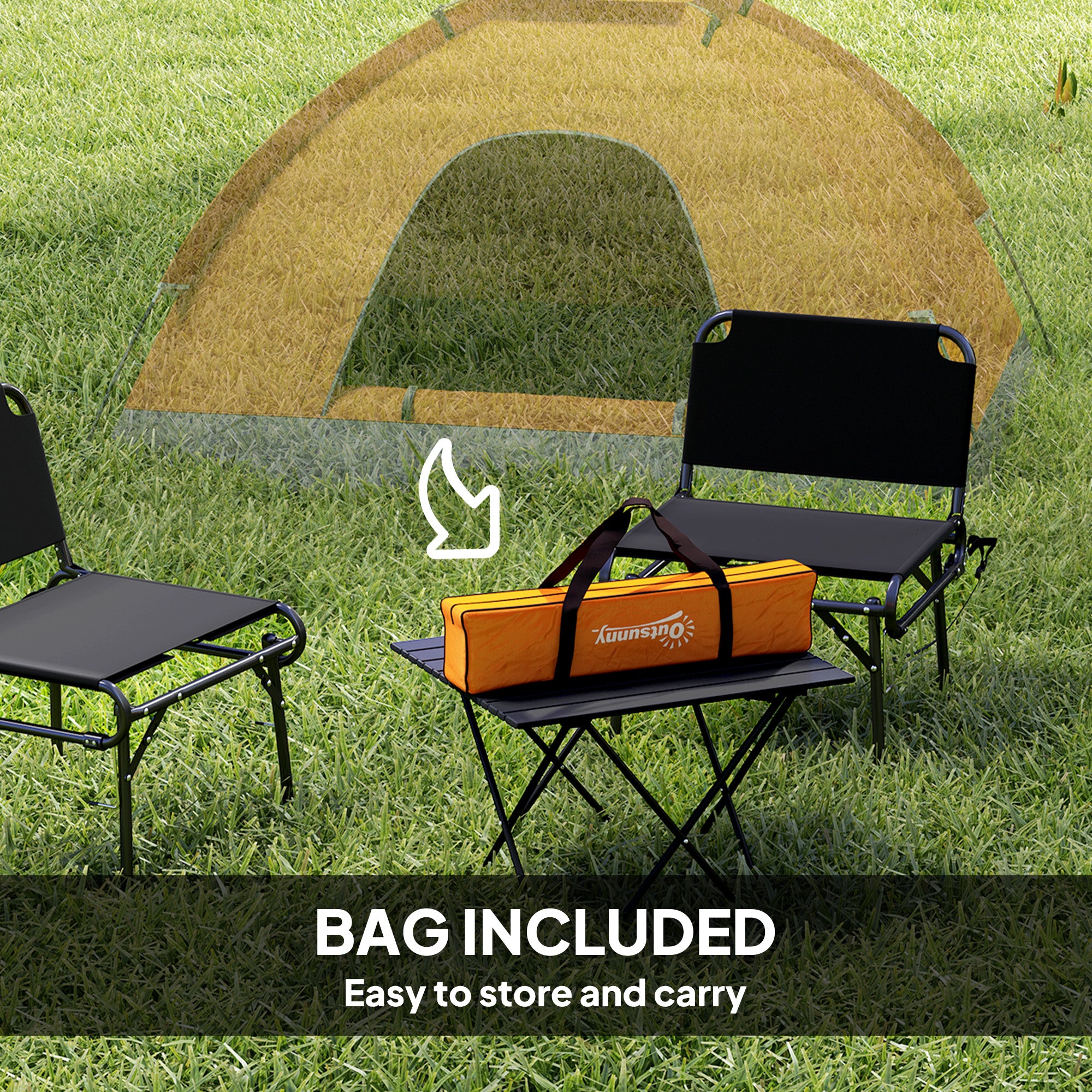 Outsunny 2 Person Camping Tent, Dome Tent with Zipped Doors, Storage Pocket, Portable Handy Bag, Orange - North Peak Garden Furniture