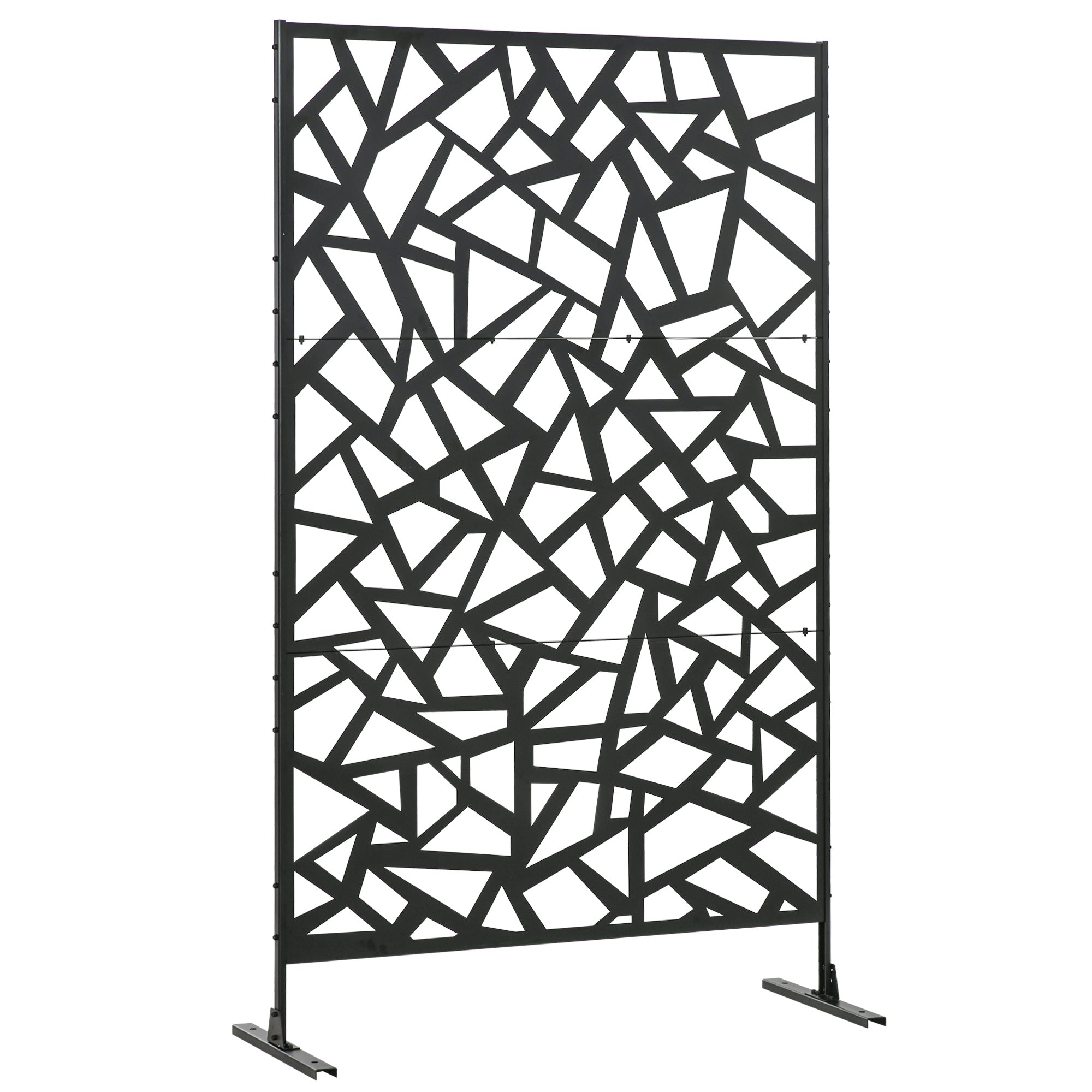 Outsunny Freestanding Garden Partition Screen Metal Decorative Outdoor Divider with Expansion Screws for Garden Patio Deck - North Peak Garden Furniture
