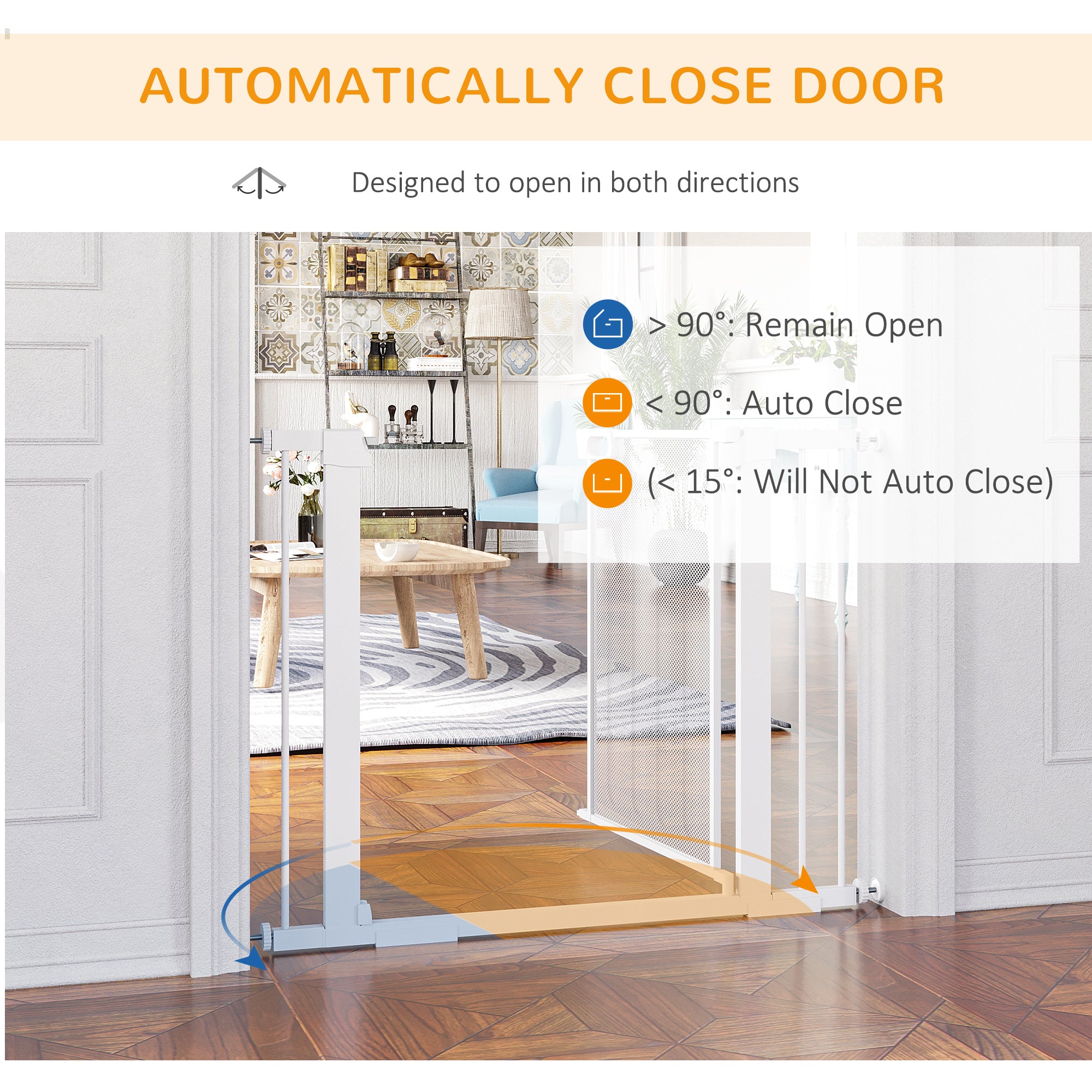 PawHut Pet Safety Gate, for Doorways, Staircases, Hallways, with Extensions Kit, 75-103cm - White - North Peak Garden Furniture