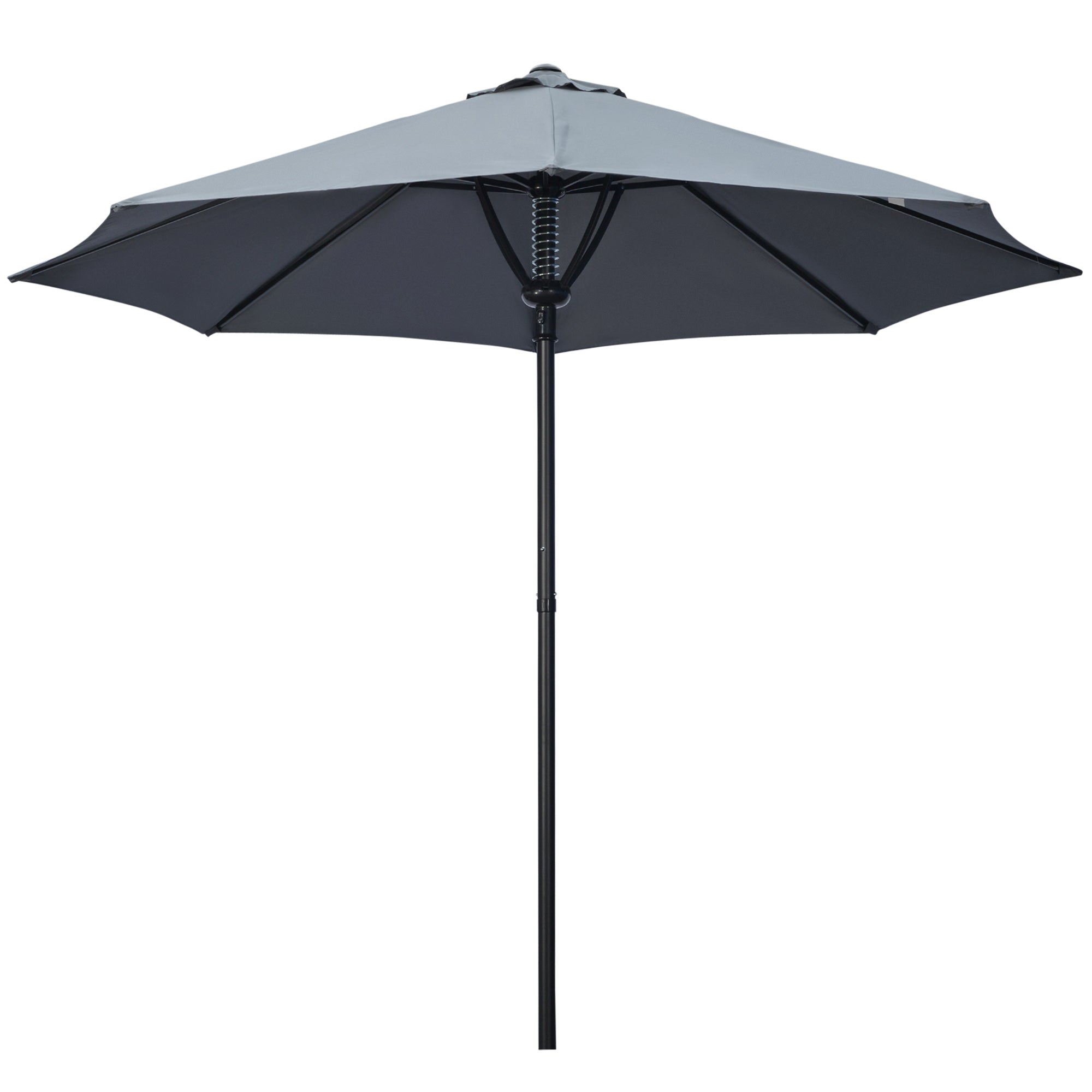 Outsunny Garden 3(m) Parasol Umbrella, Outdoor Market Table Umbrella Sun Shade Canopy with 8 Ribs, Easy Push to Open, Grey - North Peak Garden Furniture