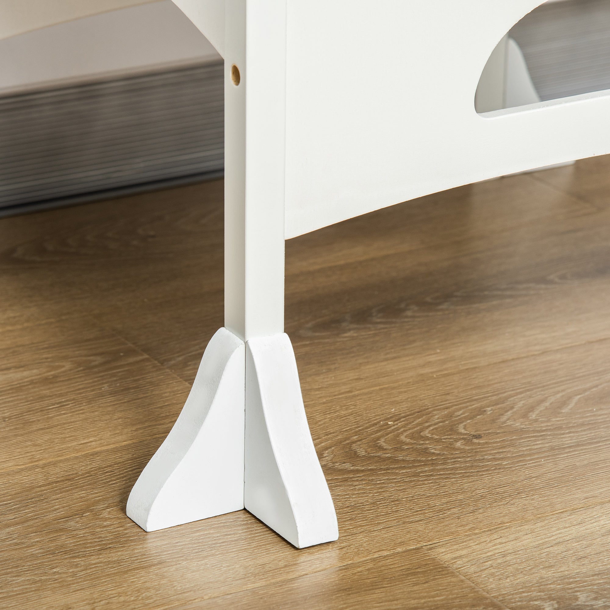 HOMCOM Kids Step Stool Toddler Kitchen Stool with Blackboard Lockable Handrail for Kids Kitchen Counter White - North Peak Garden Furniture