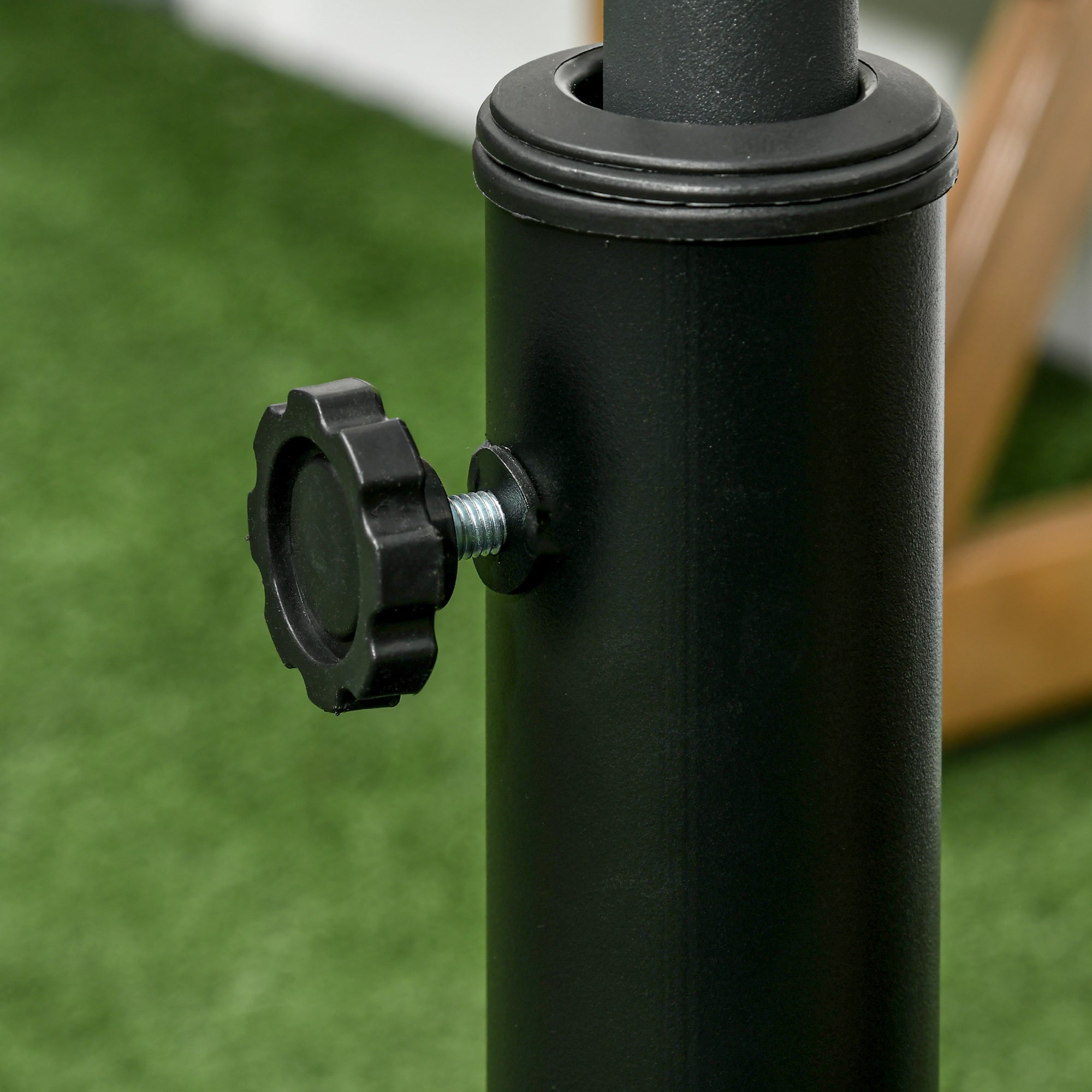 Outsunny 25kg Resin Garden Parasol Base with Wheels and Retractable Handles, Round Outdoor Market Umbrella Stand Weight for Poles of Φ38mm to Φ48mm, Black